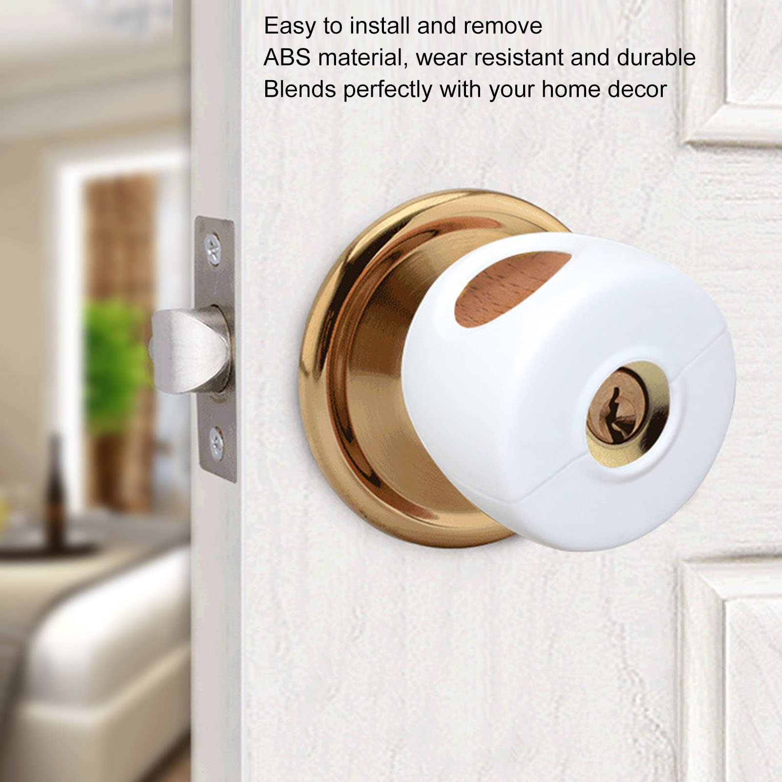 Child Proof Door Knob Covers - 4 Pack Baby Safety Locks for Round Handles | Secure Cabinet & Drawer Protection for Toddlers & Elderly | Home & Office Child Safety Solution