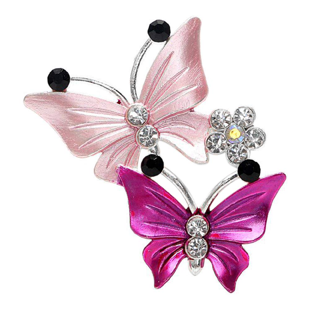 Dual Butterfly Car Vent Clip Air Freshener - Rose Scented Perfume Diffuser for Women, Pink Car Accessories & Decor - Perfect for Daily Commute, Road Trips & Office Cars