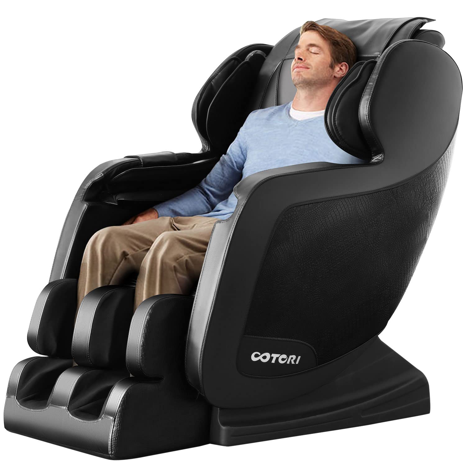 OOTORI Full Body Massage Chair with Zero Gravity Recliner - Air Compression Massage, Heated Lower Back Support, Foot Rollers & Seat Vibration (N802-Black) for Home Relaxation & Pain Relief