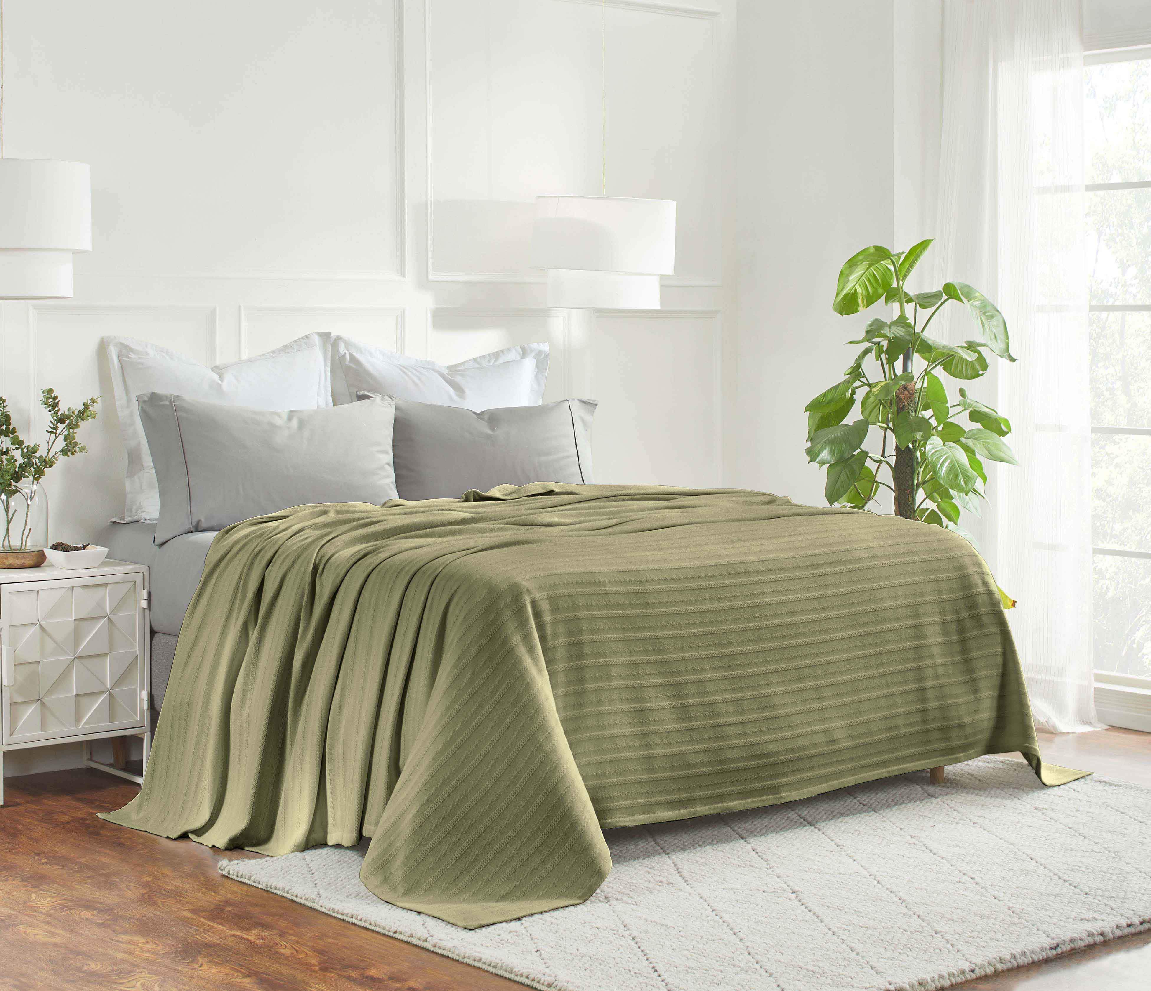 Soft Clara Cotton Textured Striped Lightweight Woven Blanket - Perfect for Sofa, Bed & Outdoor Picnics