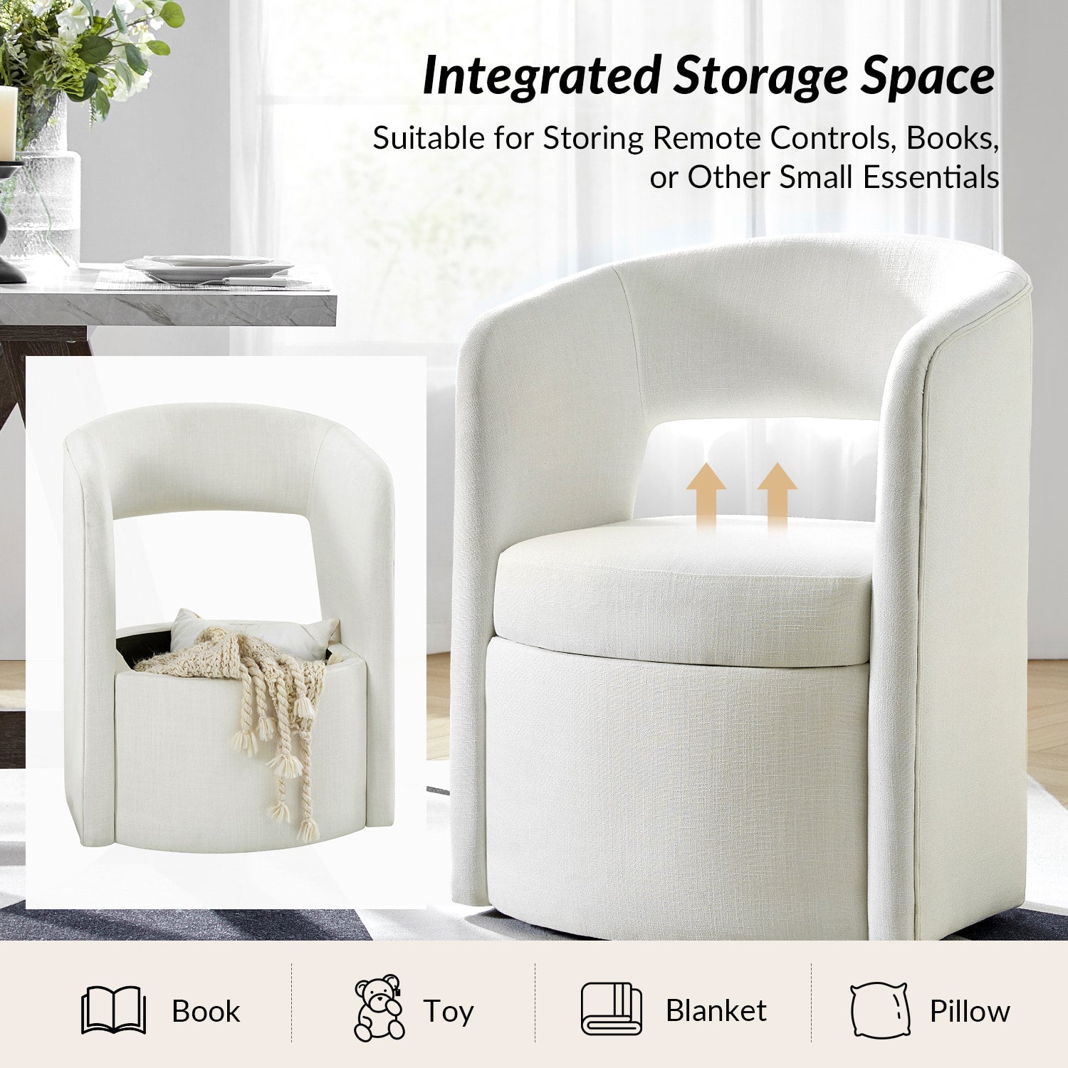 Modern Dining Chair with Storage - Wright Versatile Design for Kitchen, Dining Room & Office - Space-Saving & Stylish Seating Solution