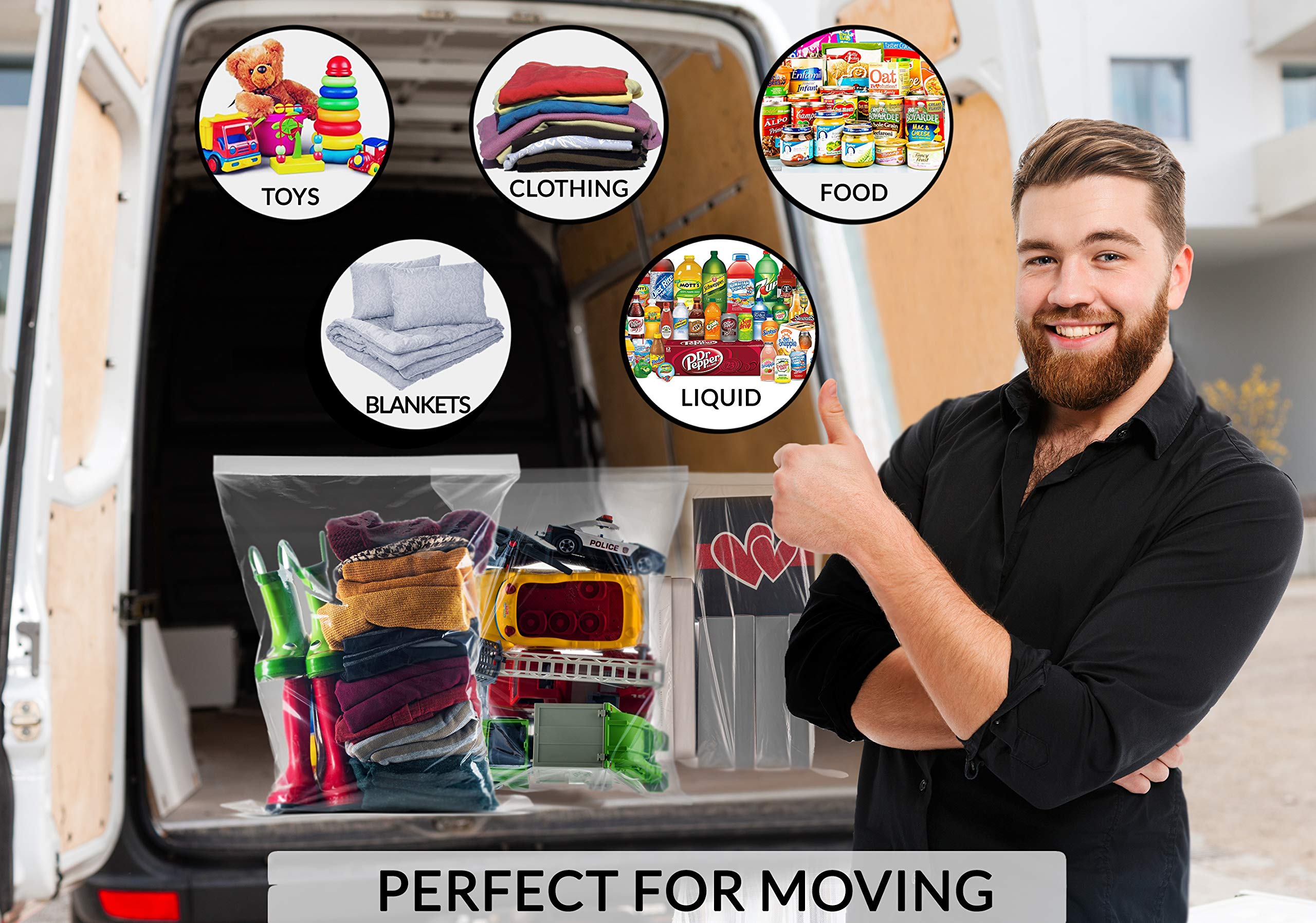 25 Count 4 Gallon Heavy Duty Disposable Freezer Bags - Extra Thick 4 Mil Ziplock Storage Bags for Food, Clothing, Toys & Moving | Large Clear Plastic Bags for Freezing, Organizing & Household Storage