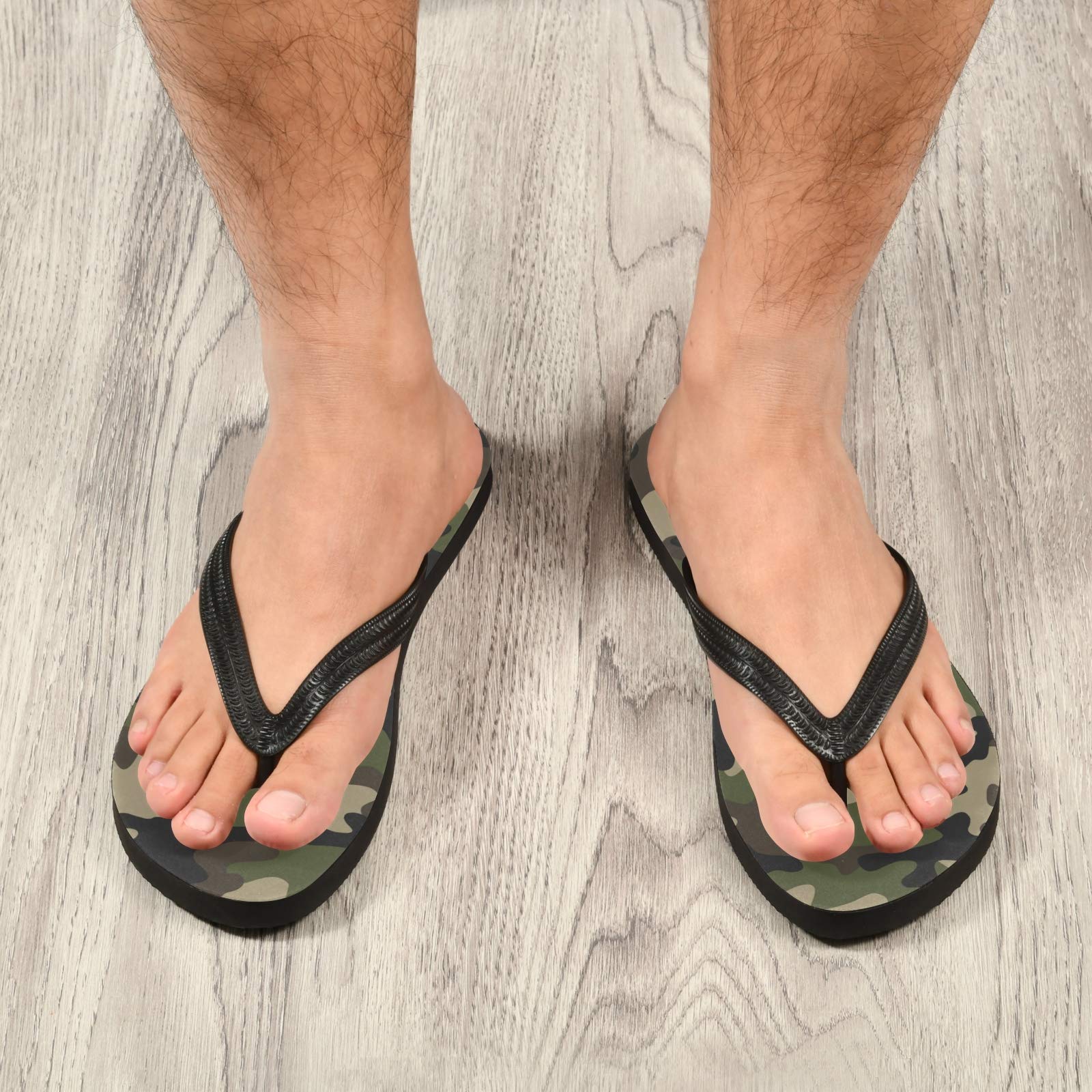 **Qilmy Military Green Camo Flip Flops - Lightweight Non-Slip Summer Sandals for Women & Men - Casual Comfort Slippers for Beach, Pool, and Outdoor Adventures**
