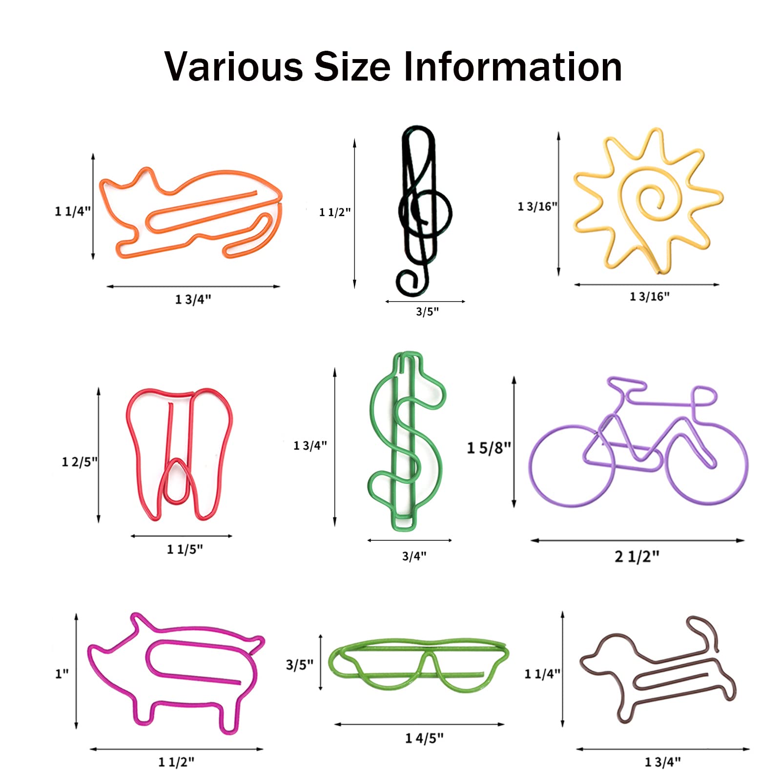 100 PCS Cute Cat Shaped Paper Clips - Fun Animal Office Supplies (1.75