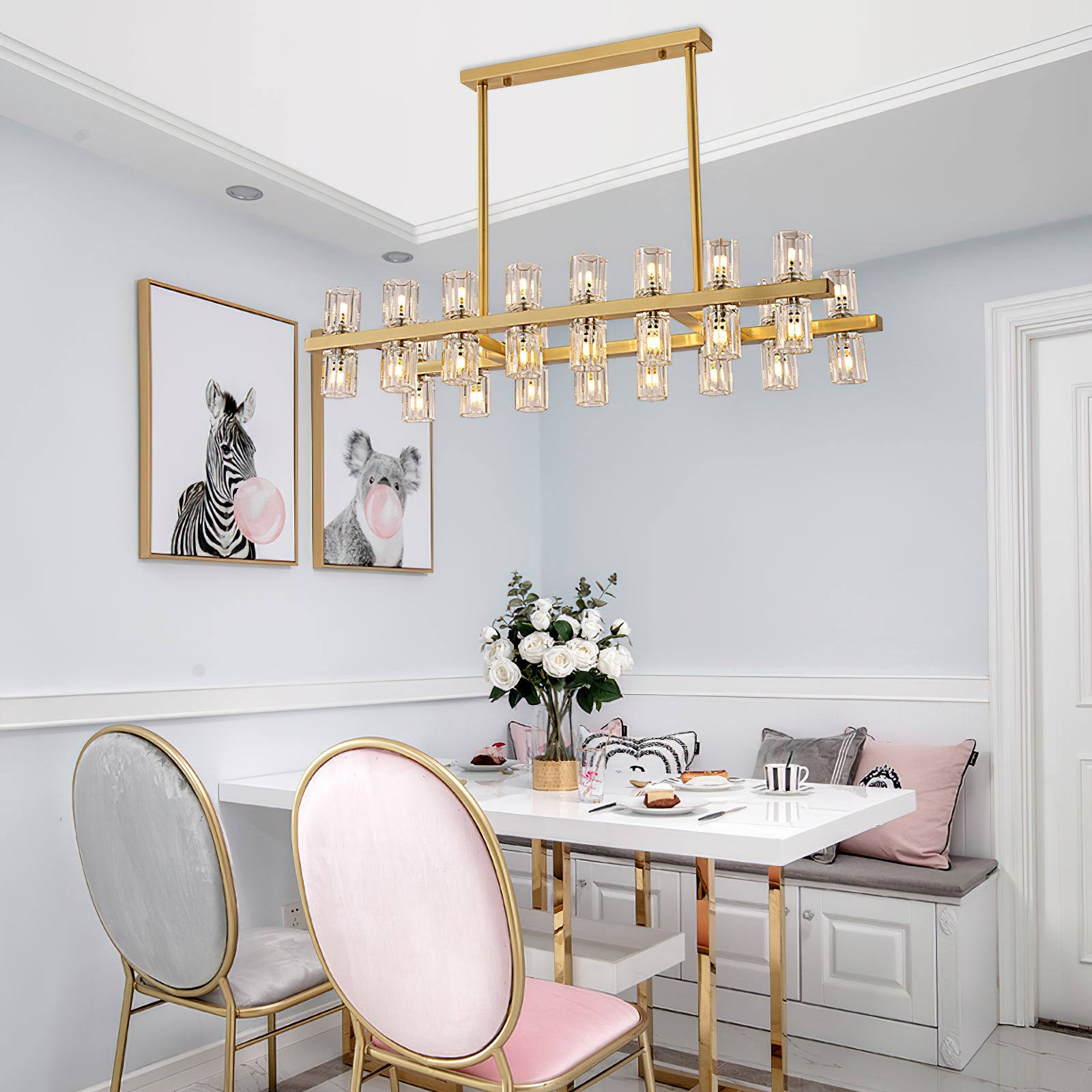 Akolia Crystal Chandelier - Elegant Lighting Fixture for Dining Room, Bedroom & Living Room | Modern Home Decor | Perfect for Weddings & Special Events