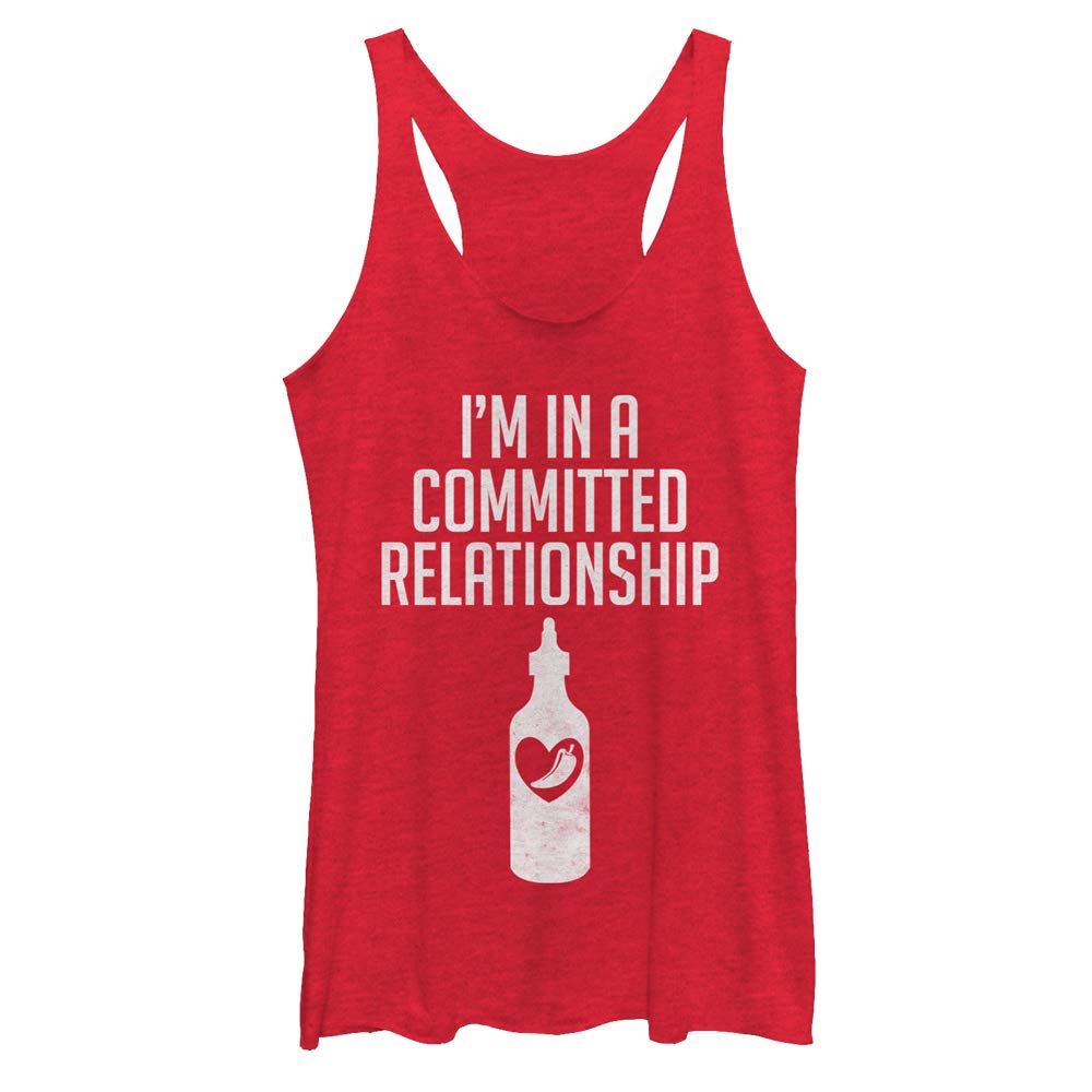 Women's Chin UP Relationship with Hot Sauce Racerback Tank Top - Sleeveless Workout Shirt for Gym, Running & Yoga - Funny Sarcastic Graphic Tee for Women