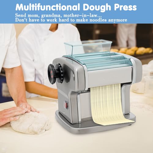 Commercial Electric Pasta Maker Machine - Automatic Stainless Steel Noodle Maker with Adjustable Thickness Dough Roller & Dual Knife Cutter for Fresh Pasta, Spaghetti, Lasagna - Perfect for Restaurants, Home Kitchens & Italian Cuisine Lovers