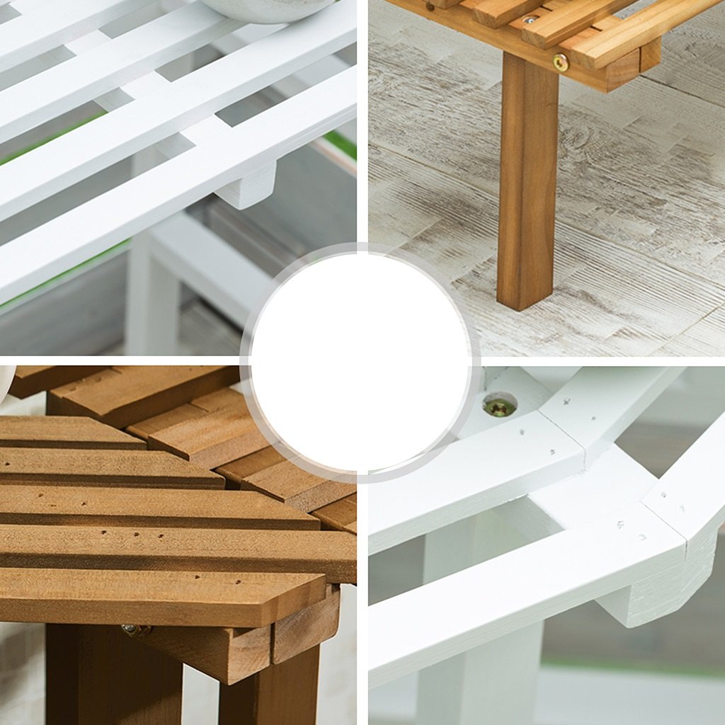 White 4-Tier Pine Wood Corner Step Plant Stand - Indoor/Outdoor Flower Pot Shelf for Garden, Balcony & Patio Display | Durable Wooden Planter Holder for Potted Plants & Decor