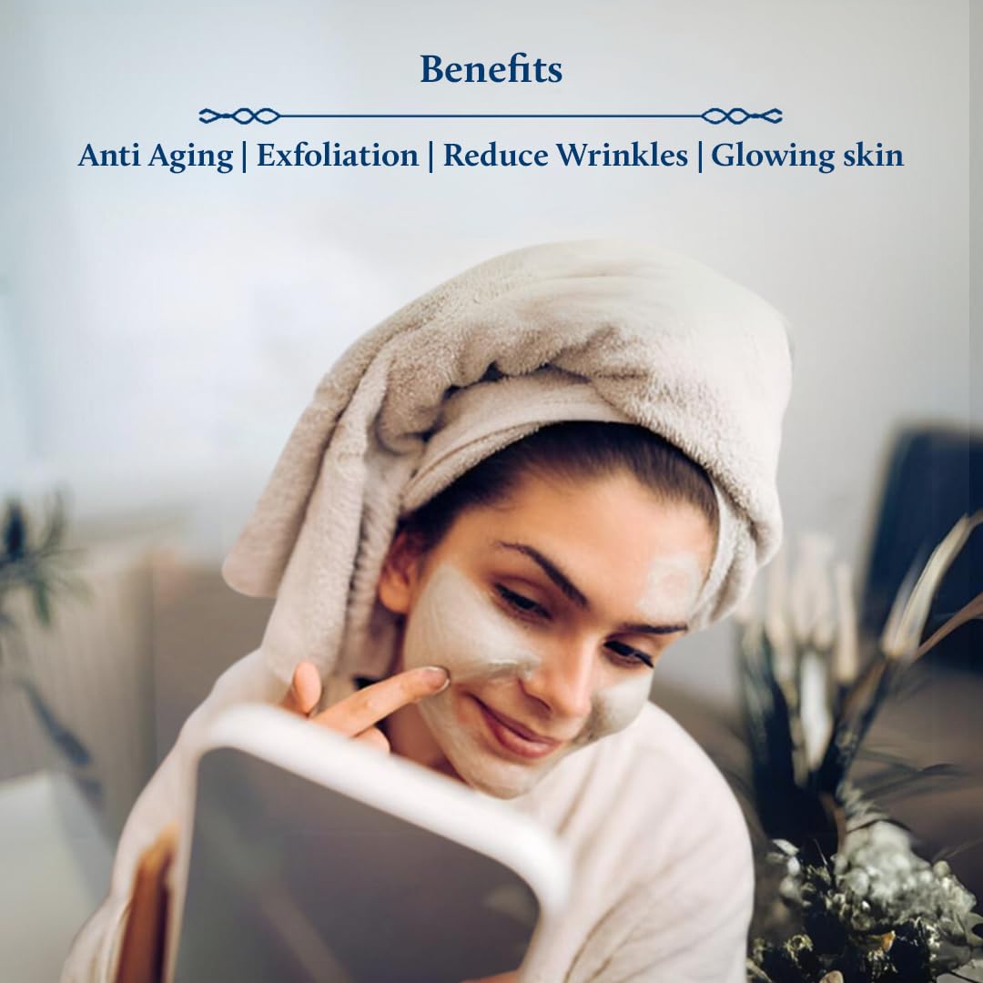 Blue Nectar Almond Ubtan Powder Face Pack - Anti-Aging & Firming Natural Exfoliator with Multani Mitti | 100gm Ayurvedic Herbal Facial Scrub for Glowing Skin | Perfect for Daily Skincare & Spa Treatments