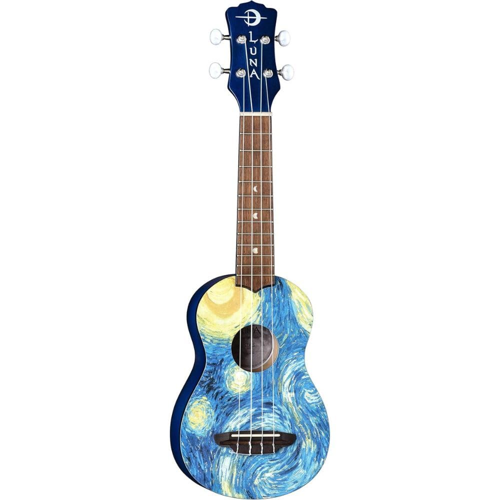 Luna Guitars Starry Night 4-String Soprano Ukulele with Gig Bag - Premium Beginner Ukulele Kit for Adults & Kids - Perfect for Travel, Beach, Camping & Music Lessons (UKE STR S)