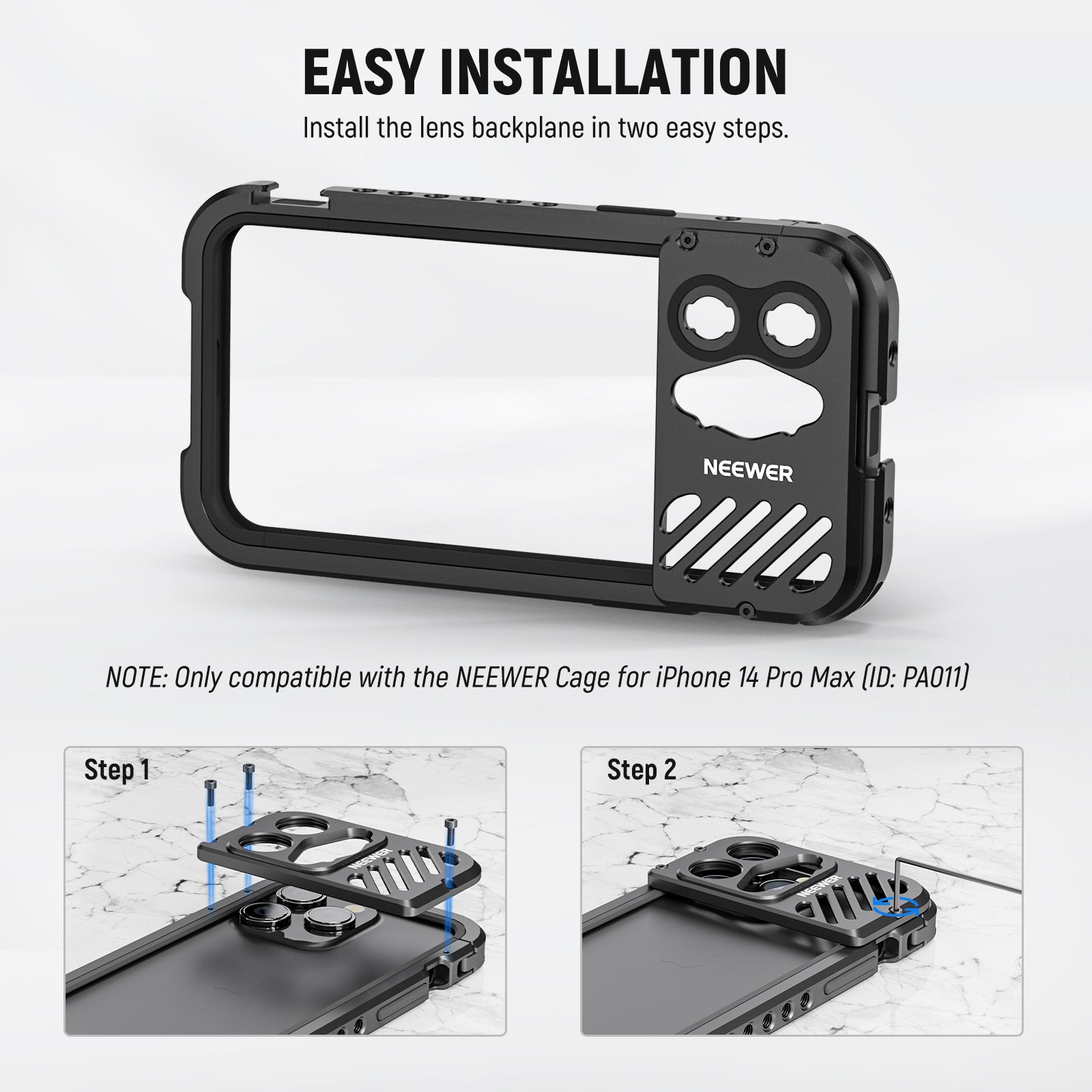 NEEWER PA019 Lens Backplate for iPhone 14 Pro Max - Professional Camera Lens Mount - Perfect for Vlogging, Photography & Content Creation