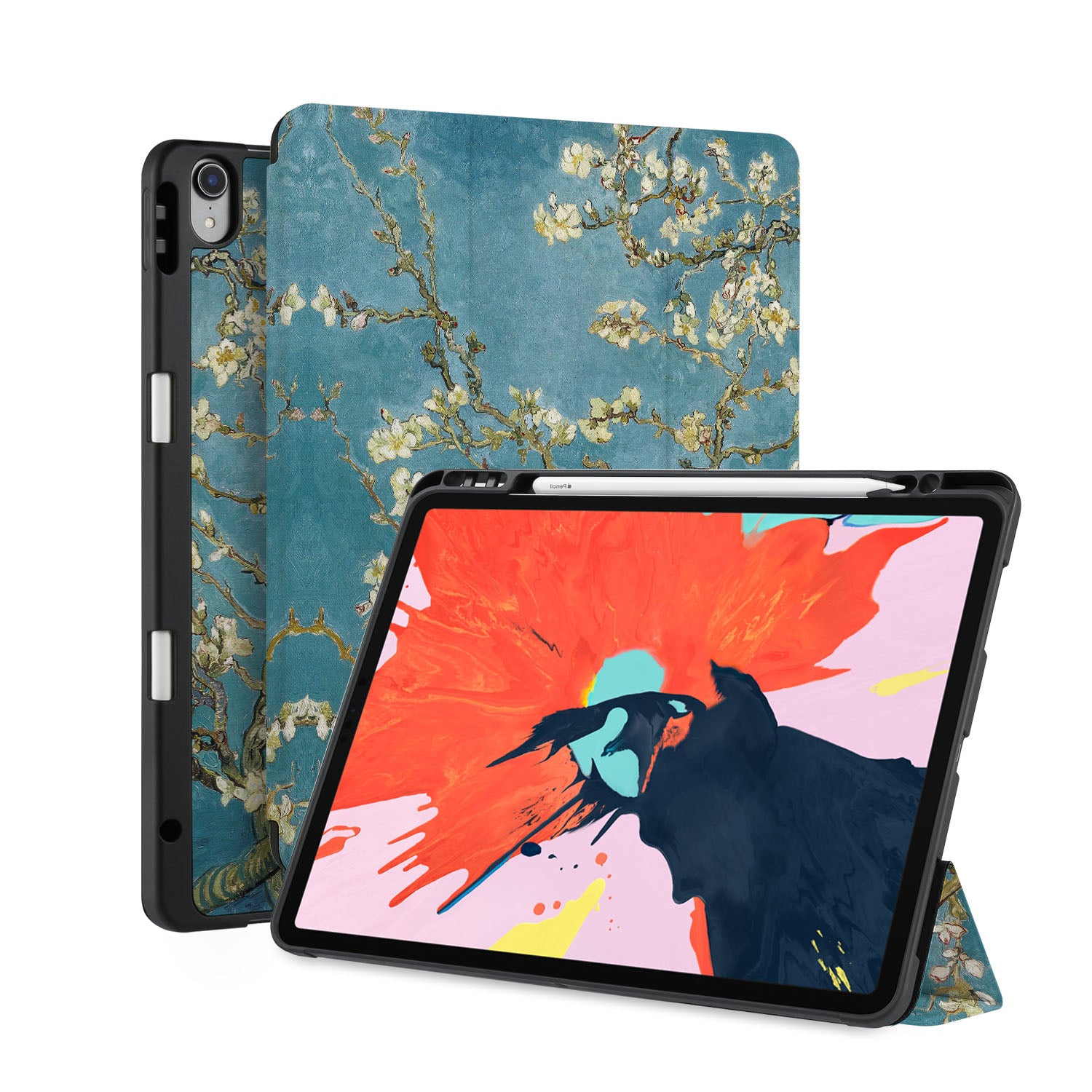 Premium iPad Trifold Case with Oil Painting Design - Slim Protective Cover for iPad Air/Pro (6th/5th/4th Gen) - Perfect for Work, Travel & Home Use