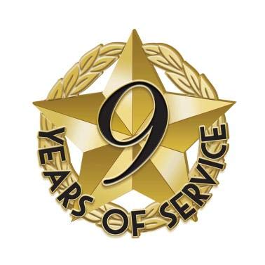 9 Year Service Gold Star Lapel Pin for Employee Recognition