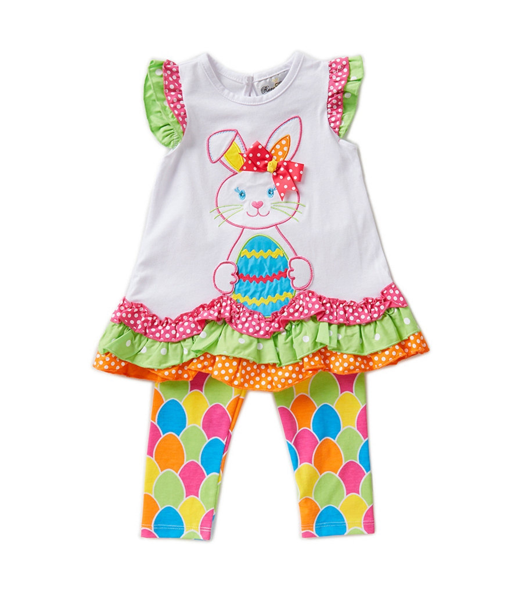 Rare Editions Girls' Easter Bunny & Egg Printed Legging Set - Cute Spring Outfit for Easter Egg Hunts & Holiday Photos