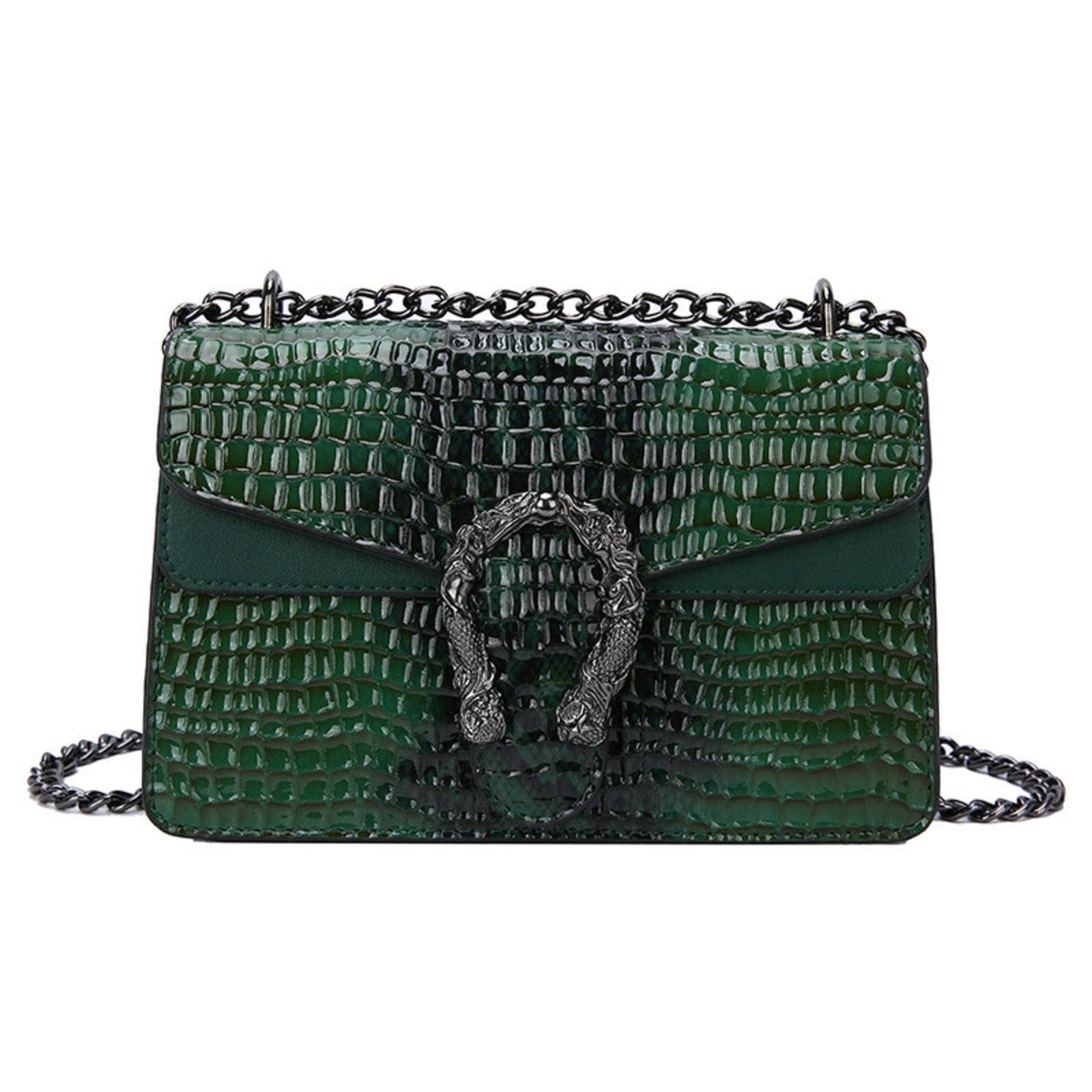 MMKJHNBHQ Women's Snake Leather Crossbody Shoulder Bag - Small Square Chain Clutch Purse for Evening Parties, Date Night & Daily Use