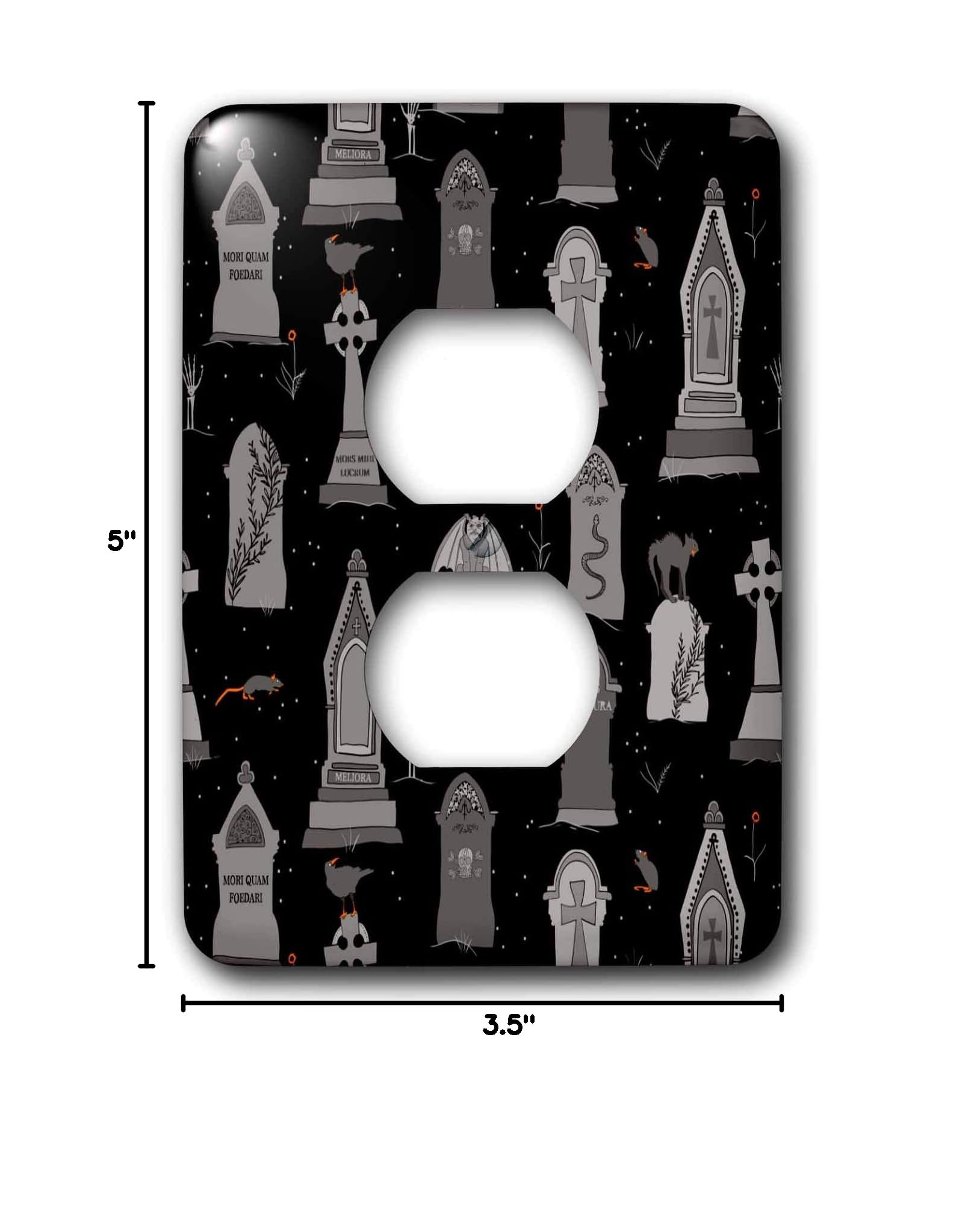 3D Gothic Cemetery Light Switch Cover - Janna Salak Designs - Decorative Wall Plate for Home, Office & Halloween Decor - Single Toggle Size (6