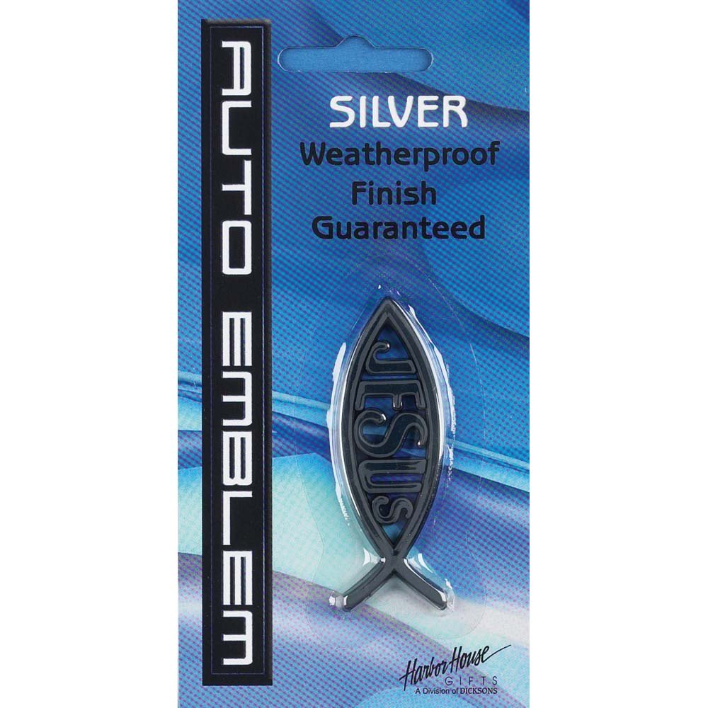 Silver Jesus Fish Car Emblem - Christian Faith Auto Decal for Cars, Trucks & SUVs - Perfect for Religious Expression & Vehicle Personalization