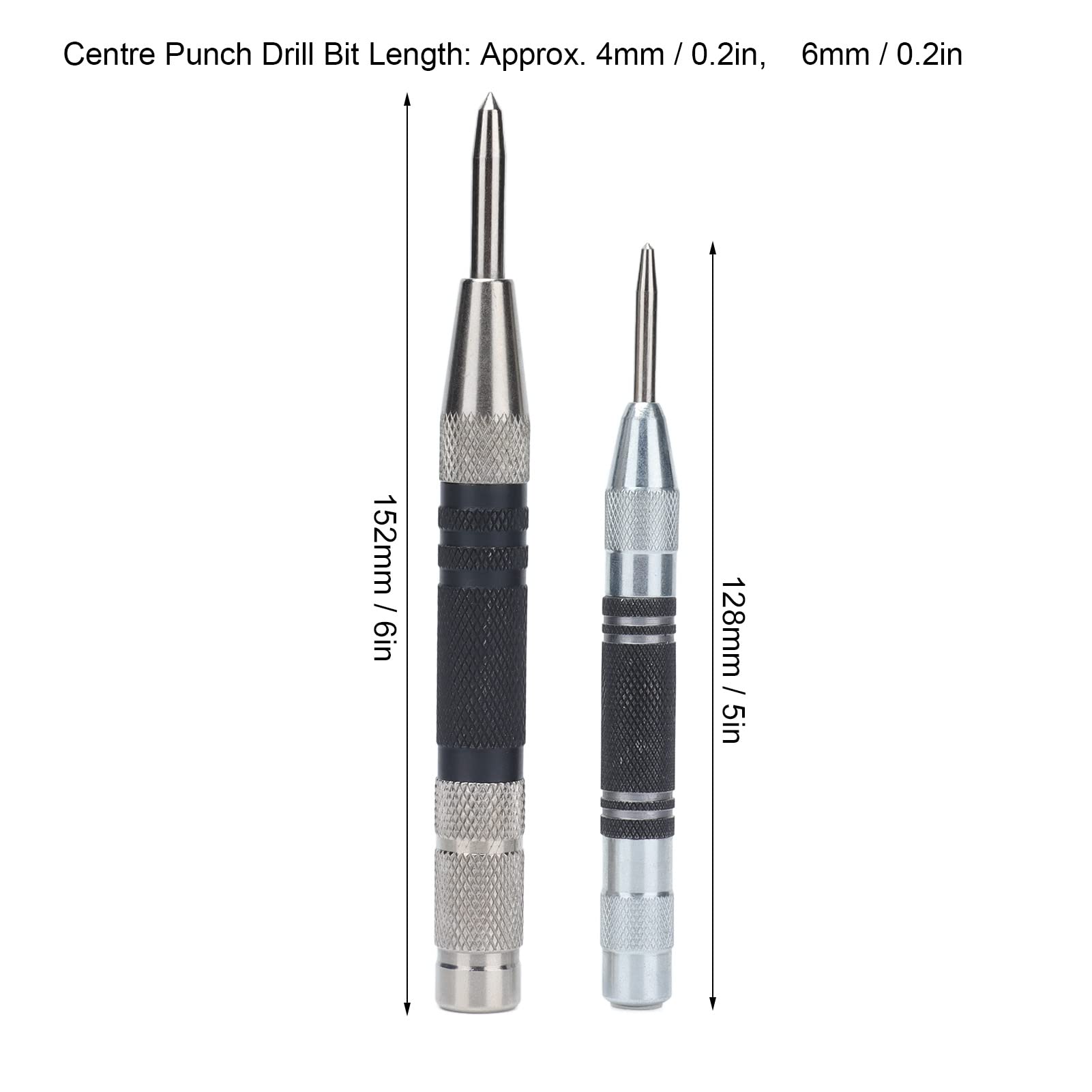 2-Piece Automatic Center Punch Set with Adjustable Tension - Precision Woodworking Hole Puncher for Carpentry, Metalworking & DIY Projects | Perfect for Drilling, Positioning & Marking