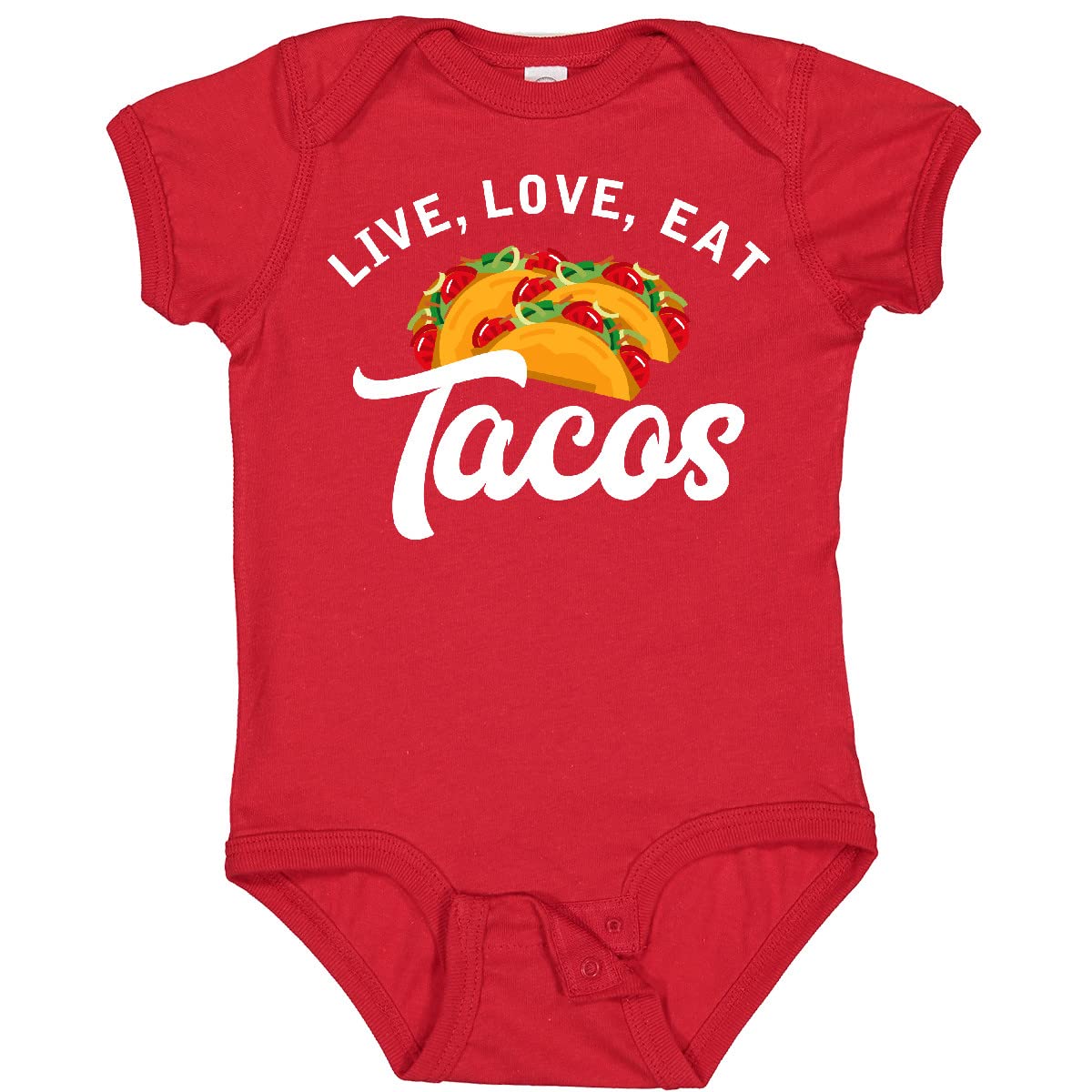 Inktastic Live Love Tacos Baby Bodysuit - Cute Taco Graphic Onesie for Infants & Toddlers - Perfect for Taco Lovers, Themed Parties & Casual Wear