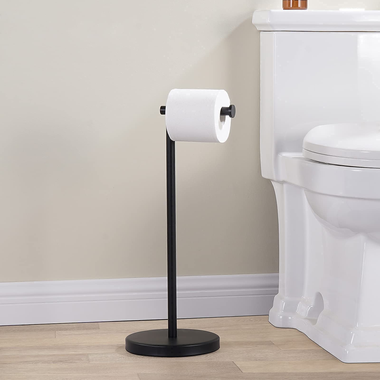 KES Matte Black Paper Towel Holder Stand - Countertop & Bathroom Toilet Paper Organizer (KPH202-BK+BPH283S1-BK) - Perfect for Kitchen, Bathroom & Office Organization