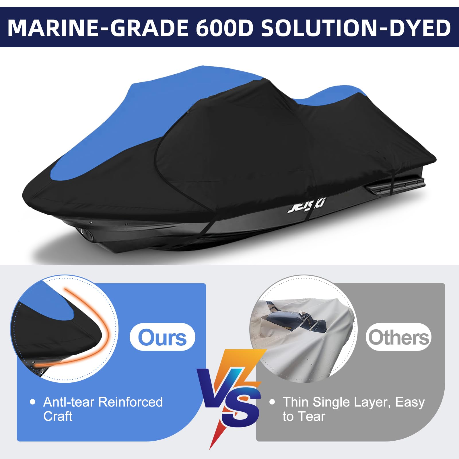 **600D Heavy-Duty Jet Ski Cover - Waterproof & UV-Resistant Trailerable Cover for 126