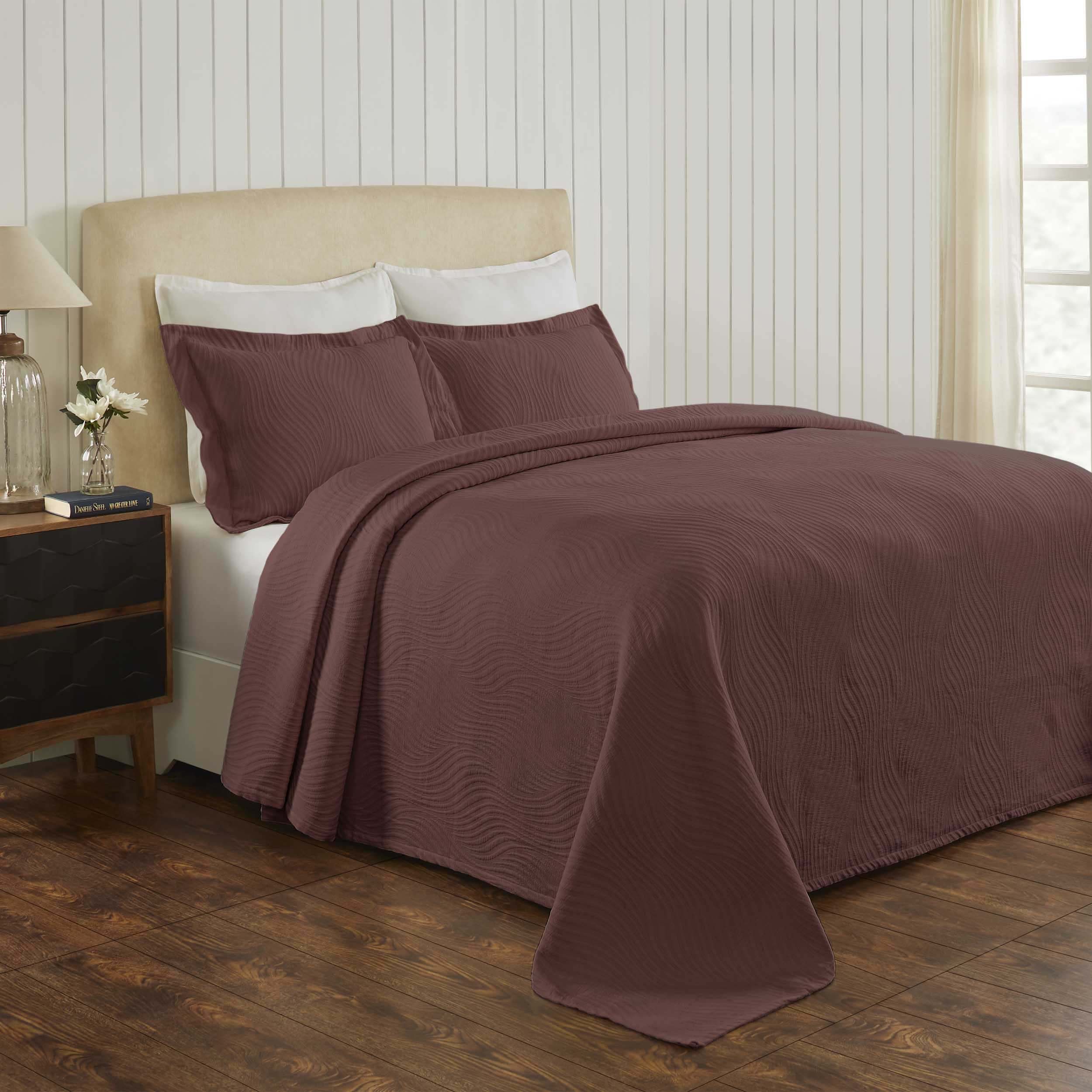 Luxury Cascade Cotton Jacquard Matelassé 3-Piece Bedspread Set - Queen Size Bedding with Elegant Textured Design for Master Bedroom & Guest Room Decor