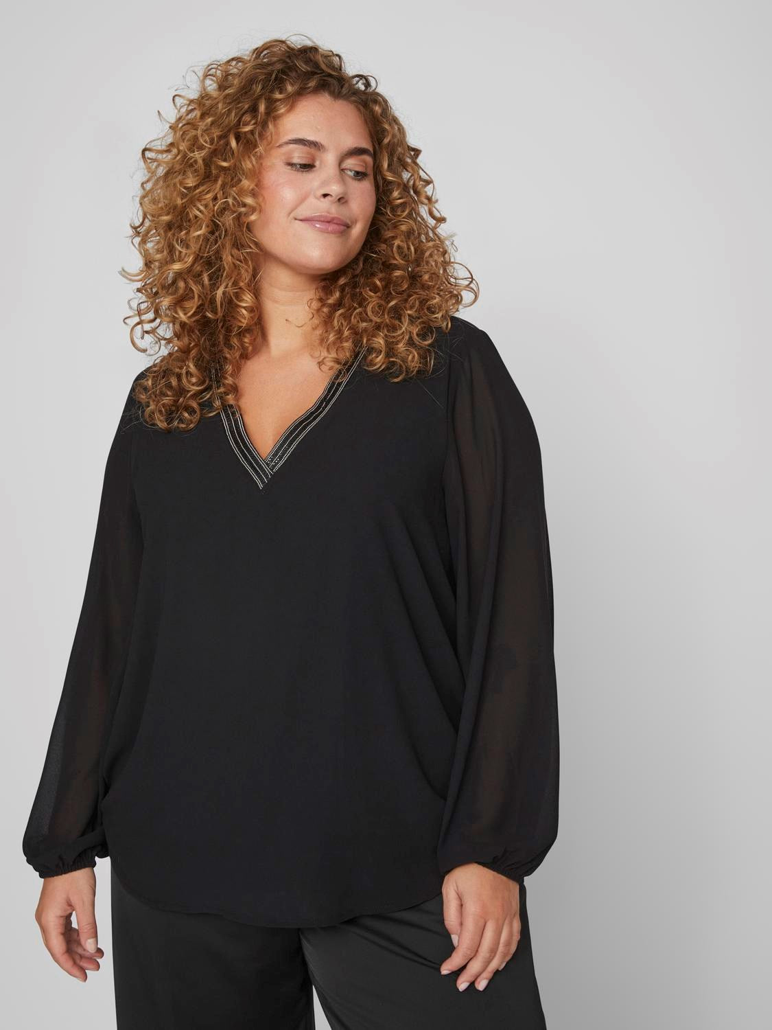 Anlis Women's V Neck T-Shirt - Soft Stretch Casual Basic Tee for Everyday Wear (Black) | Perfect for Work, Outfits & Layering