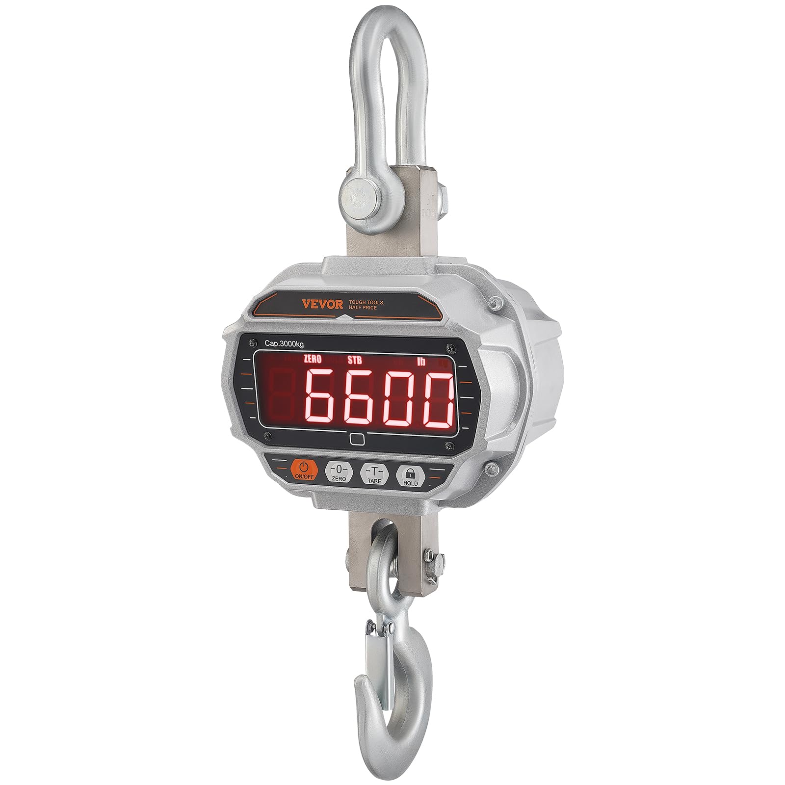 VEVOR Digital Hanging Scale 6600 lbs/3000 kg - Heavy Duty Industrial Crane Scale with Remote Control, Cast Aluminum Case & LED Display - High Precision Weight Measurement for Construction, Factory, Farm, Warehouse, Shipping & Logistics