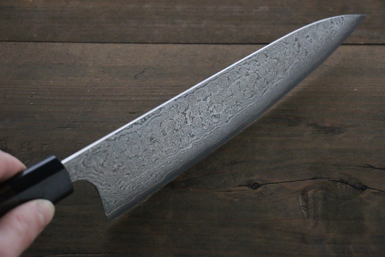 Premium Nao Yamamoto VG10 Black Damascus Gyuto Chef Knife 210mm - High Carbon Stainless Steel Blade with Shitan Wood Handle - Perfect for Sushi, Meat Slicing & Professional Kitchen Use