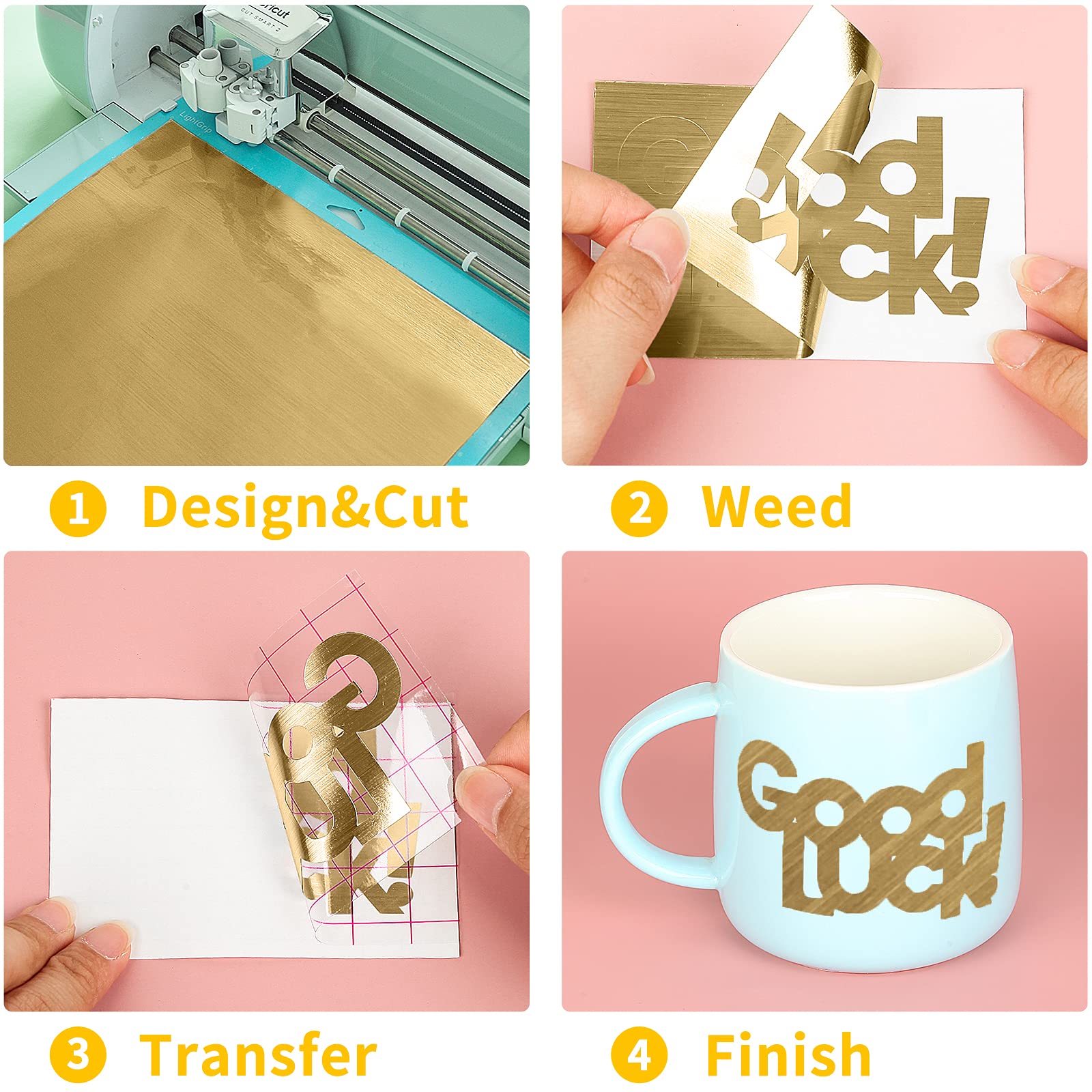 Premium Brushed Gold Permanent Adhesive Vinyl Roll - 12