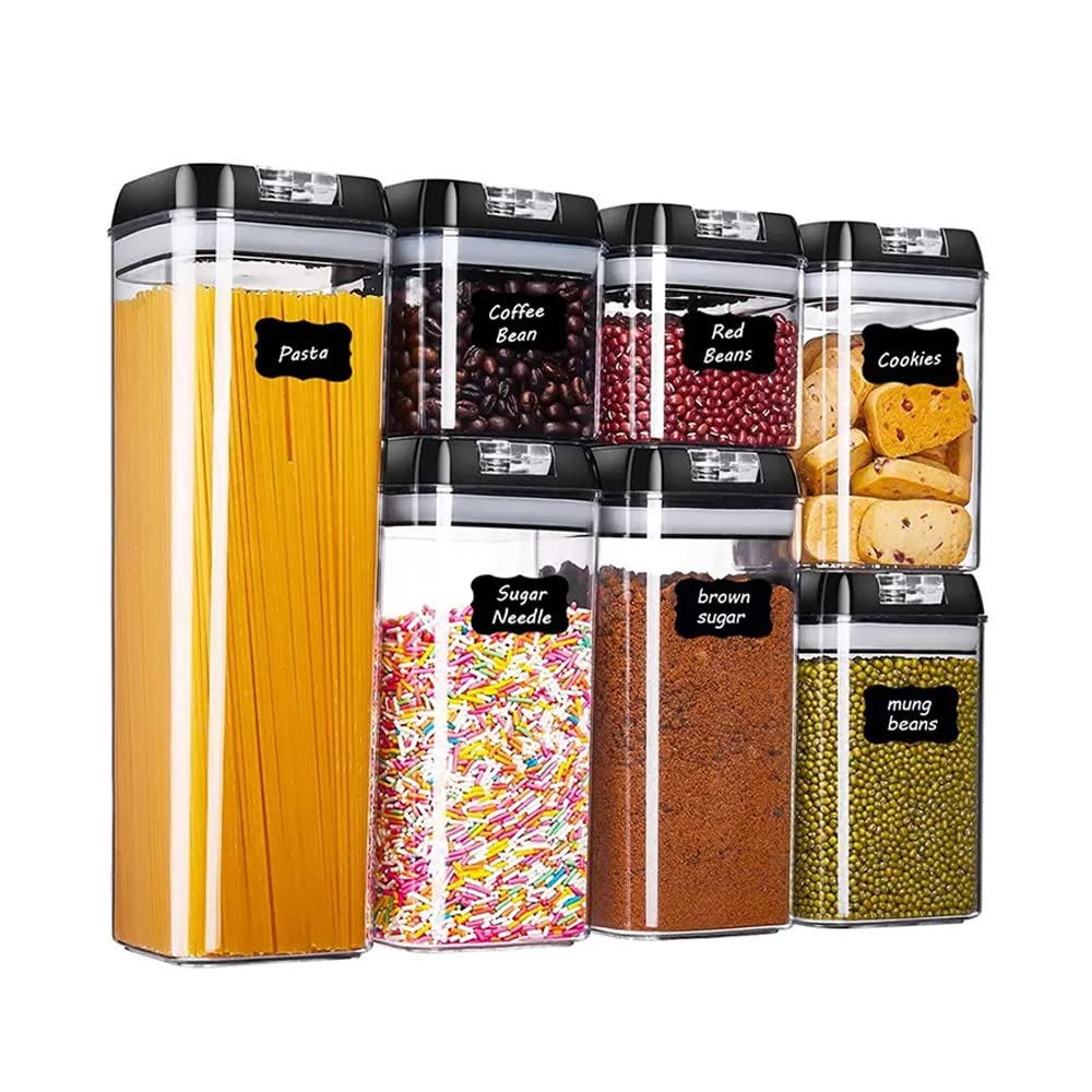 Airtight Food Storage Containers Set - 7 PC Kitchen Pantry Organization for Cereal, Rice & Flour - 100% Airtight with Labels & Marker - Perfect for Home, Office, and Camping Use
