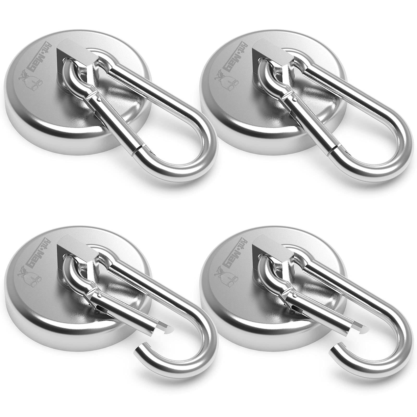 Ant Mag Magnetic Hooks 110lbs Heavy Duty Neodymium Magnet Carabiner with Swivel Hook - Strong Magnetic Hanging Hooks for Kitchen, Grill, Warehouse, Office, Garage (Indoor & Outdoor Use)