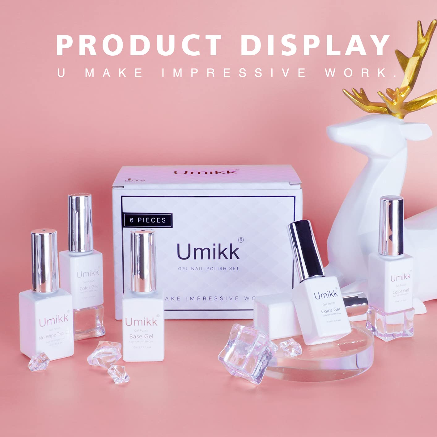 Umikk Gel Nail Polish Set - 7.5ml Red, Orange, Yellow, Green Colors with 10ml Base & Top Coat - Soak Off UV LED Cured for Home Manicure & Nail Art - Perfect for DIY Nails, Salon Quality, Long Lasting Wear