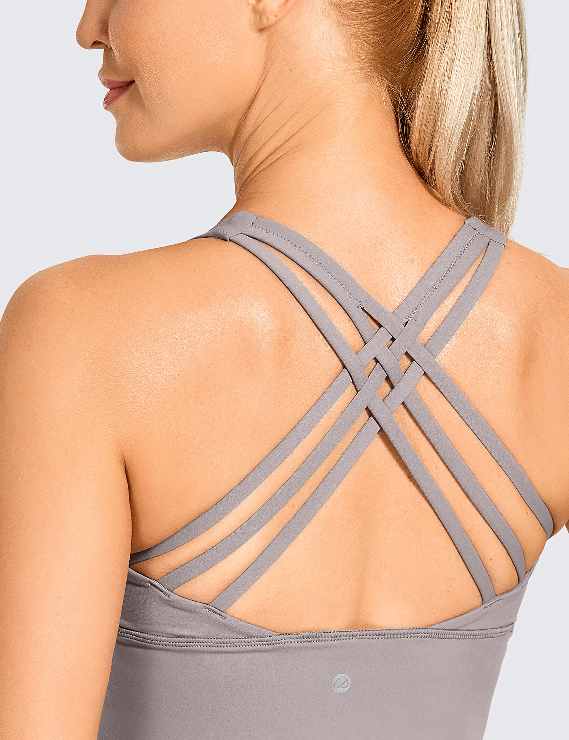 CRZ YOGA Women's Strappy Longline Sports Bra - Wirefree Padded Criss Cross Yoga Crop Top for Workout, Running & Gym | Comfortable Athletic Tank Top for Active Lifestyles