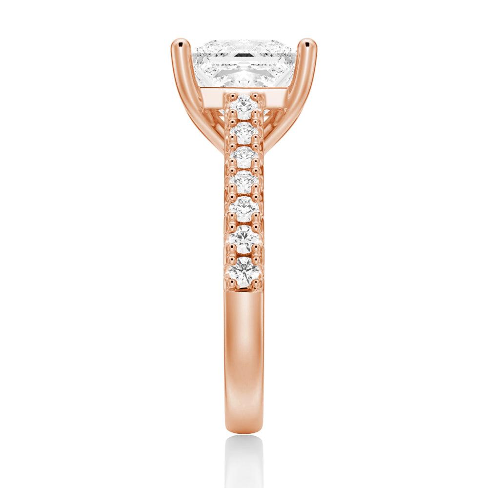 Princess Cut Pavé Moissanite Engagement Ring - 14K White Gold Wedding Band for Women | Sparkling Diamond Alternative for Proposals, Anniversaries & Special Occasions