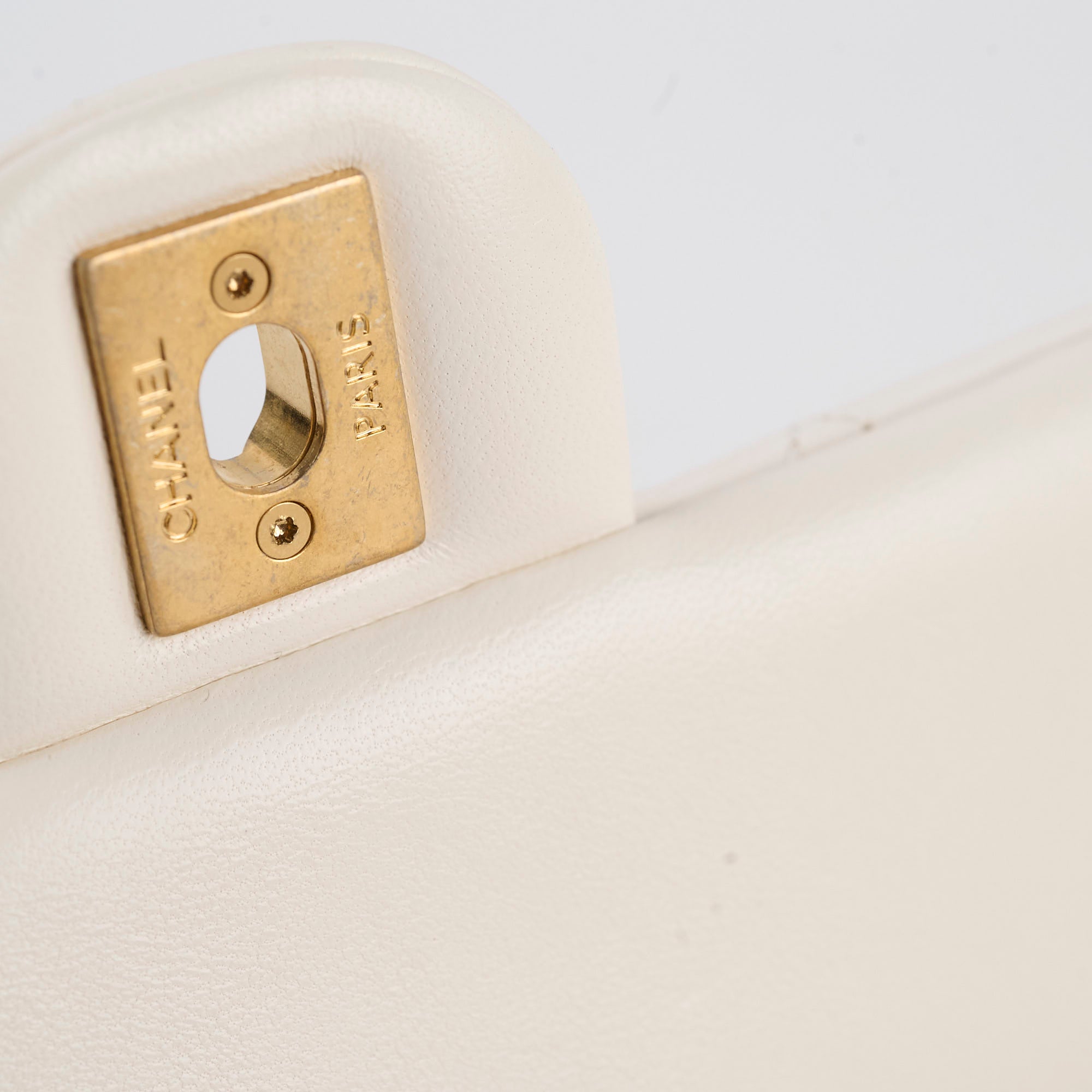 Chanel Square Seasonal Pearl Flap Bag in White Lambskin Leather with Microchip - Luxury Designer Handbag for Women, Perfect for Parties, Weddings & Special Occasions