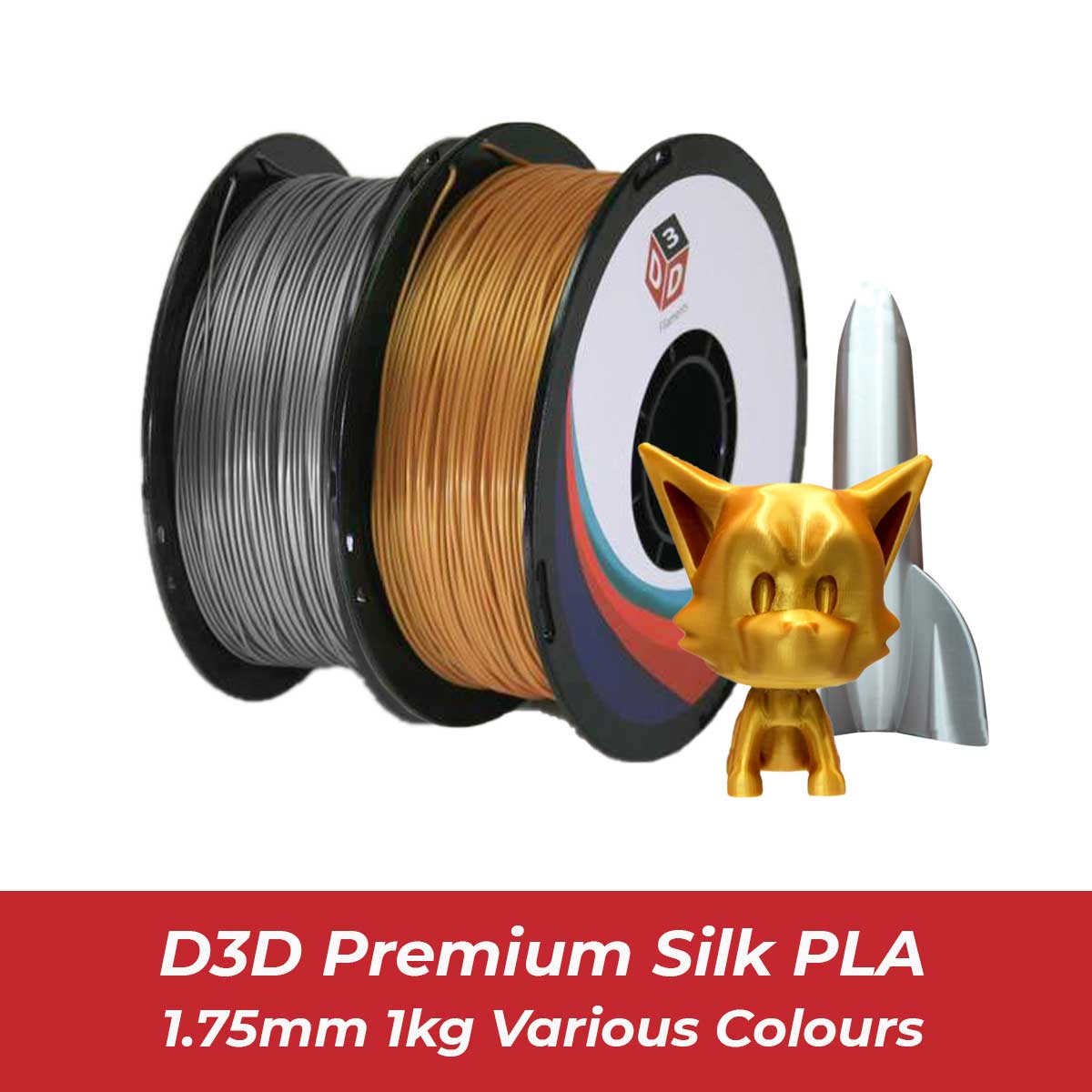 Premium Silk PLA Filament - 1.75mm 3D Printer Filament, Vibrant Colors, Smooth Finish - Ideal for Cosplay, Jewelry & Home Decor Projects