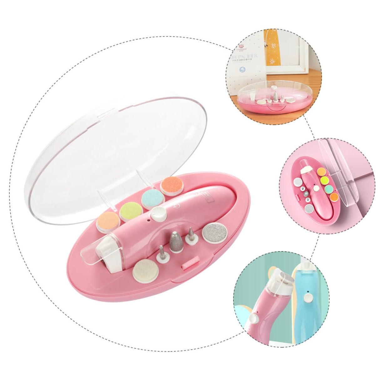 NOLITOY 8-Piece Kids Electric Nail File Set - Safe Nail Trimmer & Polisher for Baby & Toddler Manicure | Gentle Nail Care for Infants, Perfect for Home & Travel Use