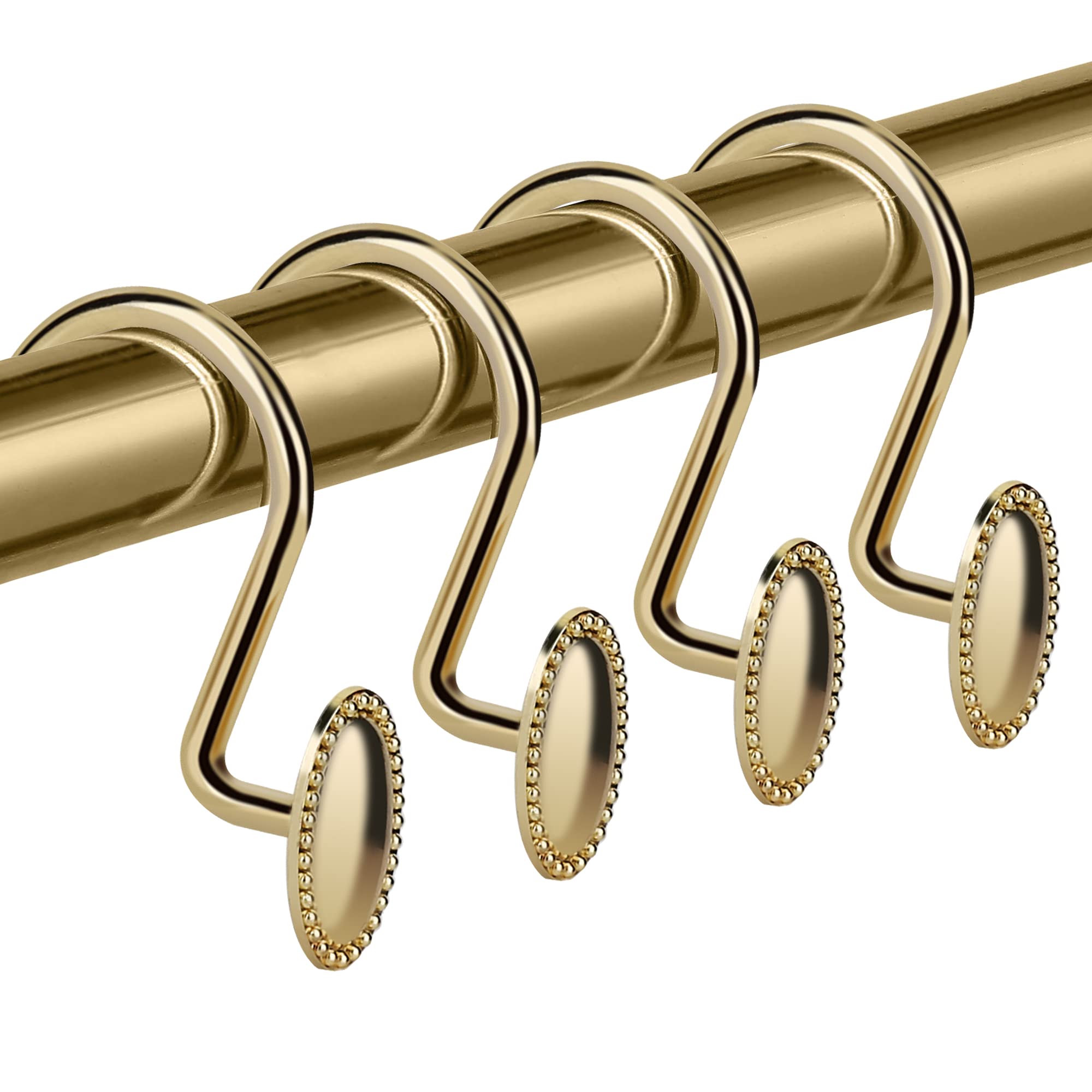 12-Pack Gold Shower Curtain Hooks - Rust-Resistant Heavy Duty Acrylic Rings for Bathroom Decor | Perfect for Luxury Bathrooms, Spa Retreats & Modern Home Upgrades