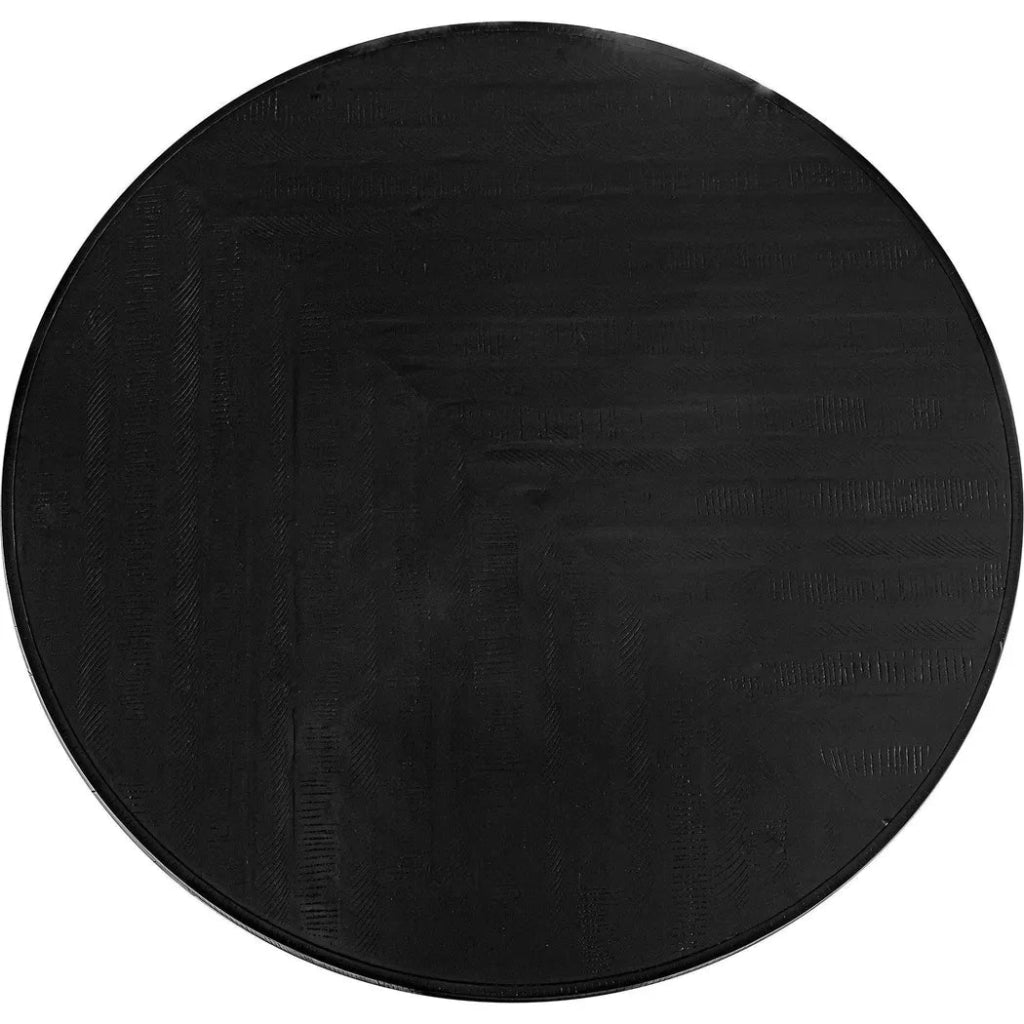 60 Inch Parquet Wood Black Round Dining Table - Perfect for Small Spaces, Kitchen Nooks & Cozy Family Gatherings