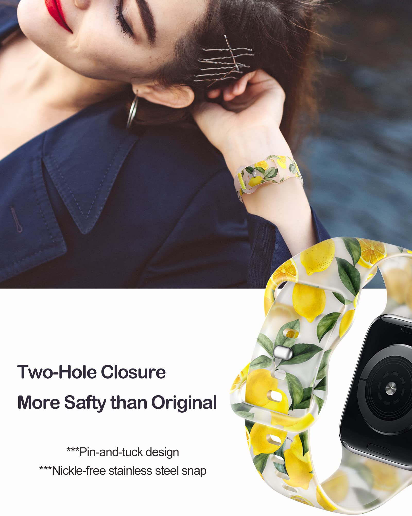 Witzon Compatible Apple Watch Band Series 8/7/6/5/4/3/2/1/SE/Ultra - 38mm 40mm 41mm 42mm 44mm 45mm 49mm Cute Print Silicone Sport Strap for Women - Replacement Accessories (Greenery) - Perfect for Workouts, Running, Yoga & Daily Wear