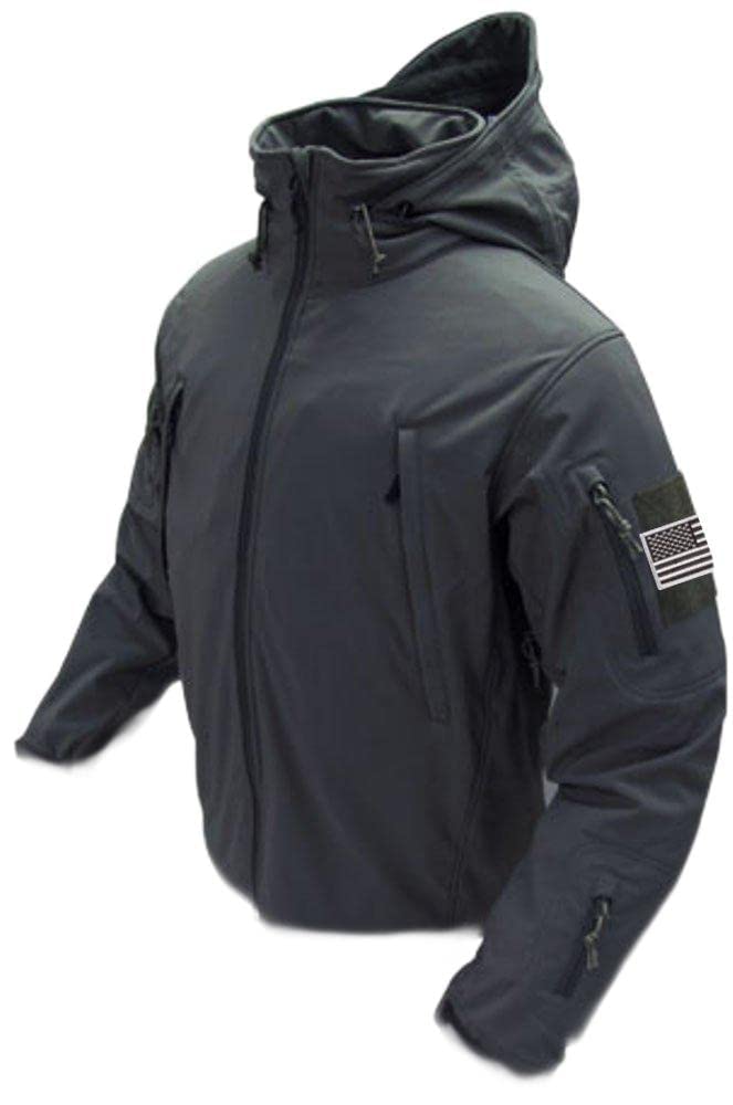 Condor Summit Soft Shell Jacket with Military Patches Bundle - 3-Piece Waterproof Windproof Outdoor Jacket Set for Hiking, Camping & Tactical Activities