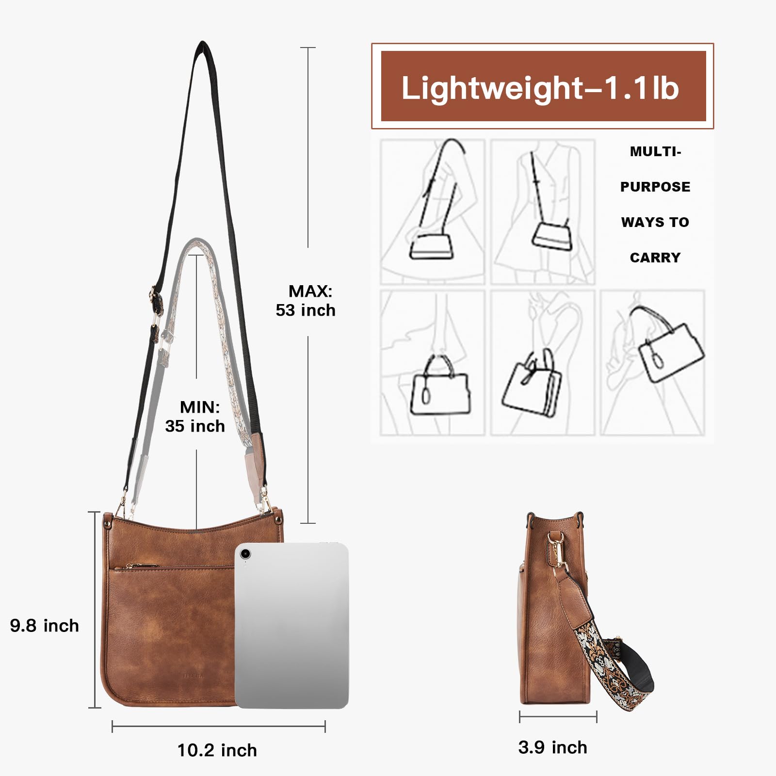 Trendy Vegan Leather Crossbody Purse for Women - Adjustable Guitar Strap Bucket Hobo Bag | Perfect for Daily Use, Travel & Casual Outings