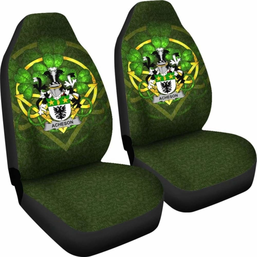 Acheson Ireland Car Seat Cover Set of 2 - Celtic Shamrock Design for Cars, SUVs & Trucks - Waterproof & Durable Seat Protectors for Pets, Kids & Daily Use