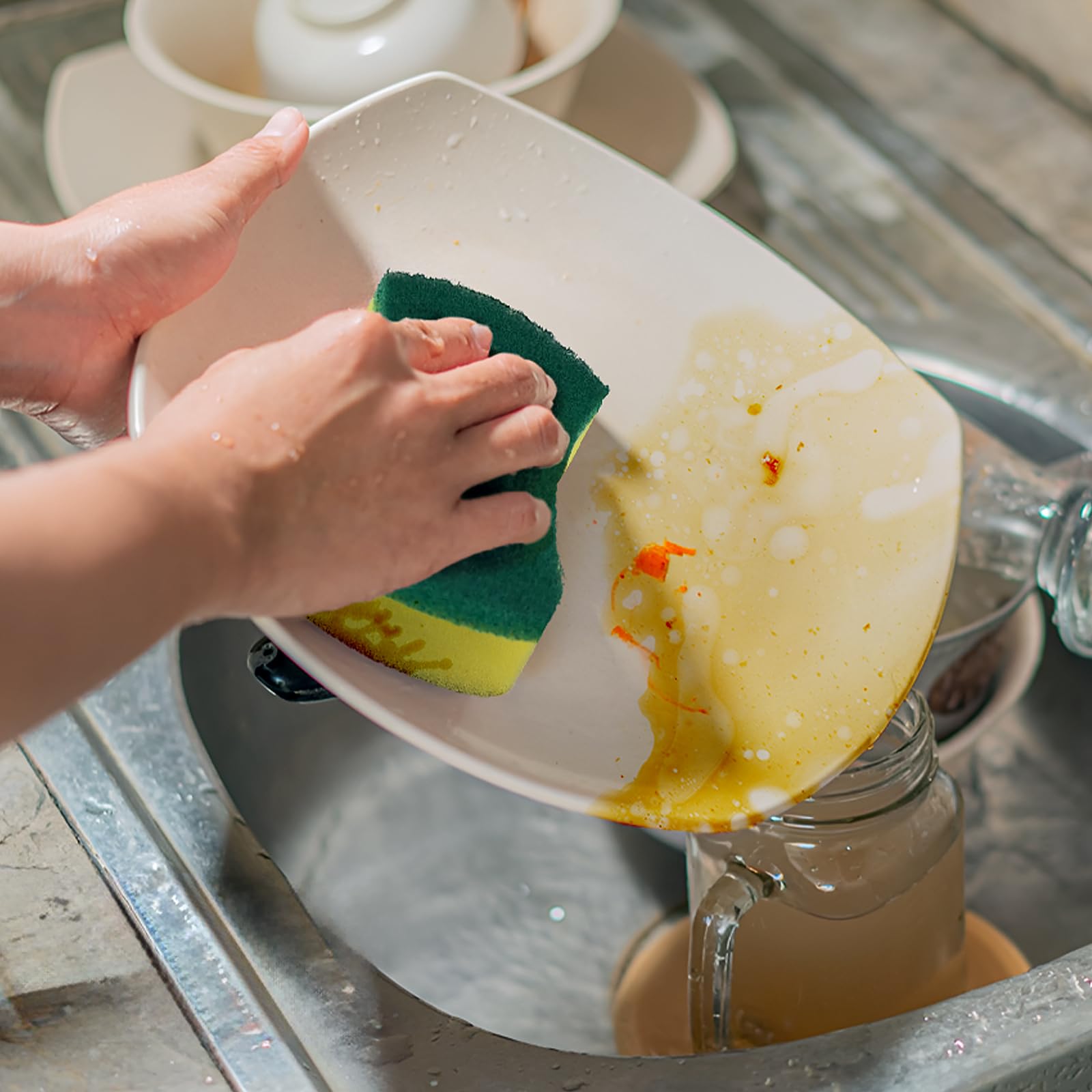 24 Pack Eco-Friendly Kitchen Cleaning Sponges - Non-Scratch Dish Scrub Sponges for Pots, Pans & Dishes | Safe for Nonstick Cookware & Delicate Surfaces
