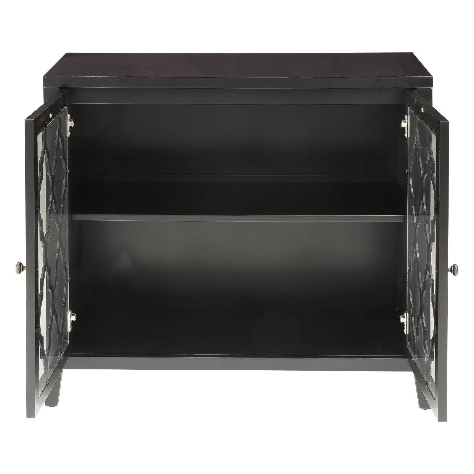 Modern Buffet Sideboard with 2 Glass Doors & 4 Wooden Tapered Legs - Rectangular Storage Cabinet for Living Room, Entryway, Kitchen, Hallway | Perfect for Dining Room Storage, Displaying China, or as a Stylish Console Table