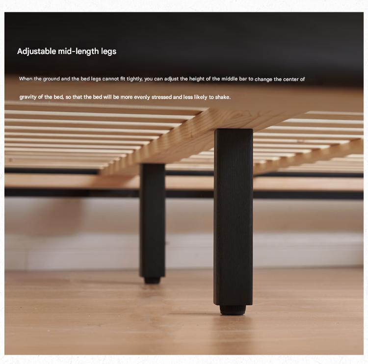 Solid Oak Wood Luminous Floating Bed Frame - Modern Platform Bed with LED Lighting for Bedroom, Guest Room or Dorm