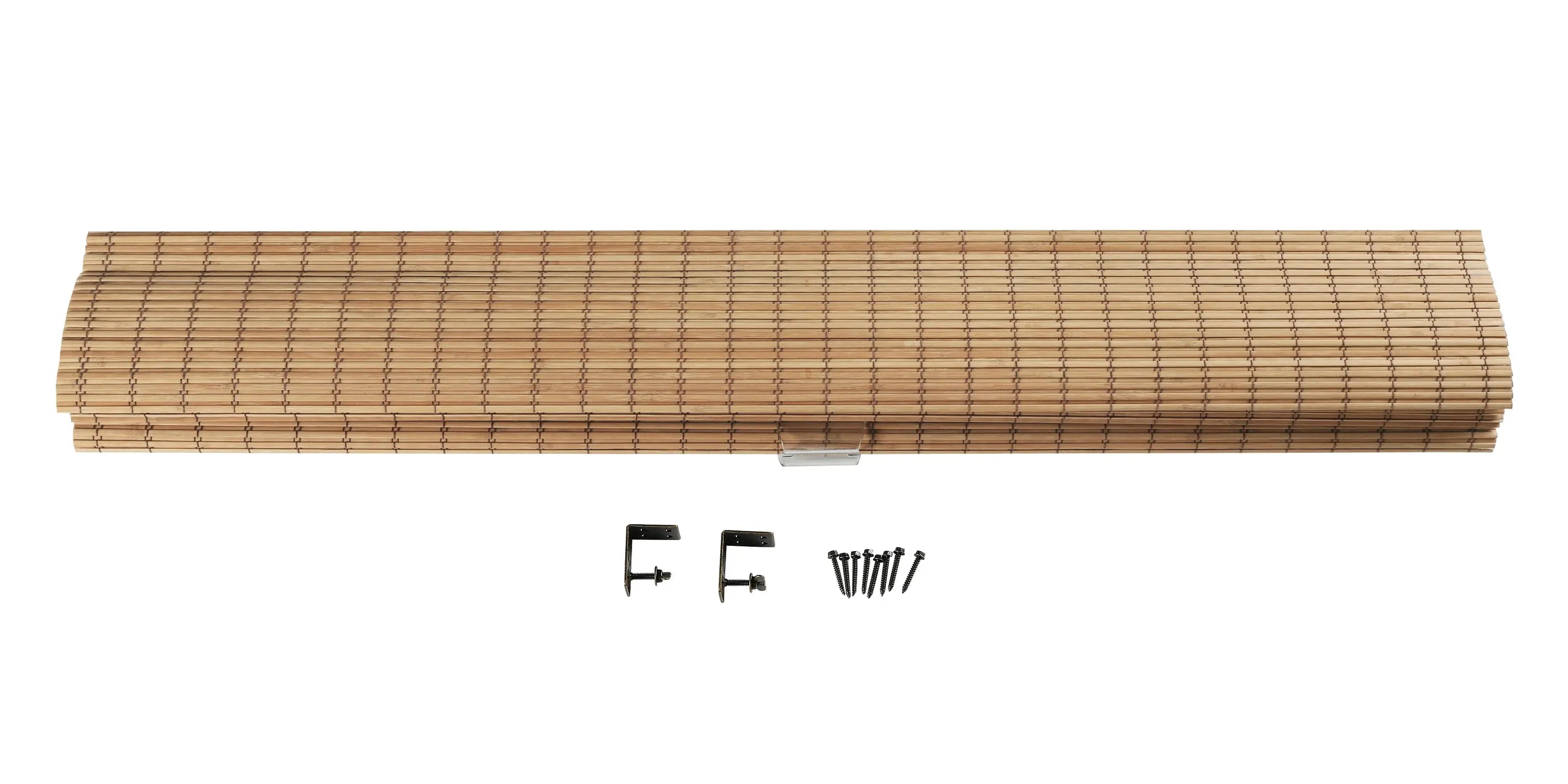 Sybil Bamboo Roman Shade in Flax - Natural Eco-Friendly Window Treatment for Living Room & Bedroom