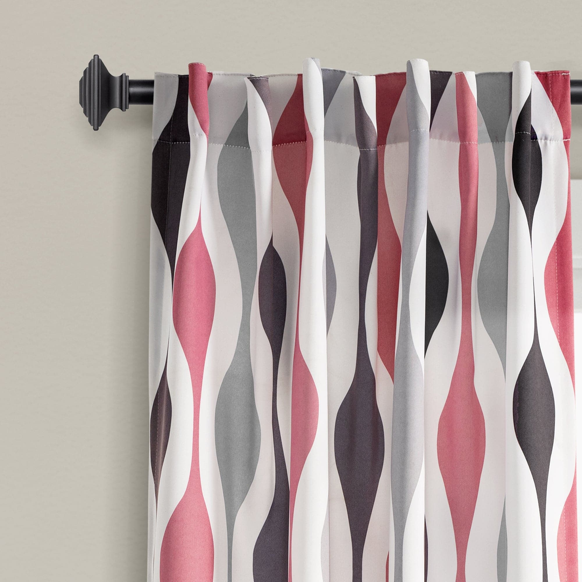 Mid Century Modern Geometric Light Filtering Window Curtains - Set of 2 Panels for Living Room & Bedroom | Sun Protection & Privacy Sheer Drapes