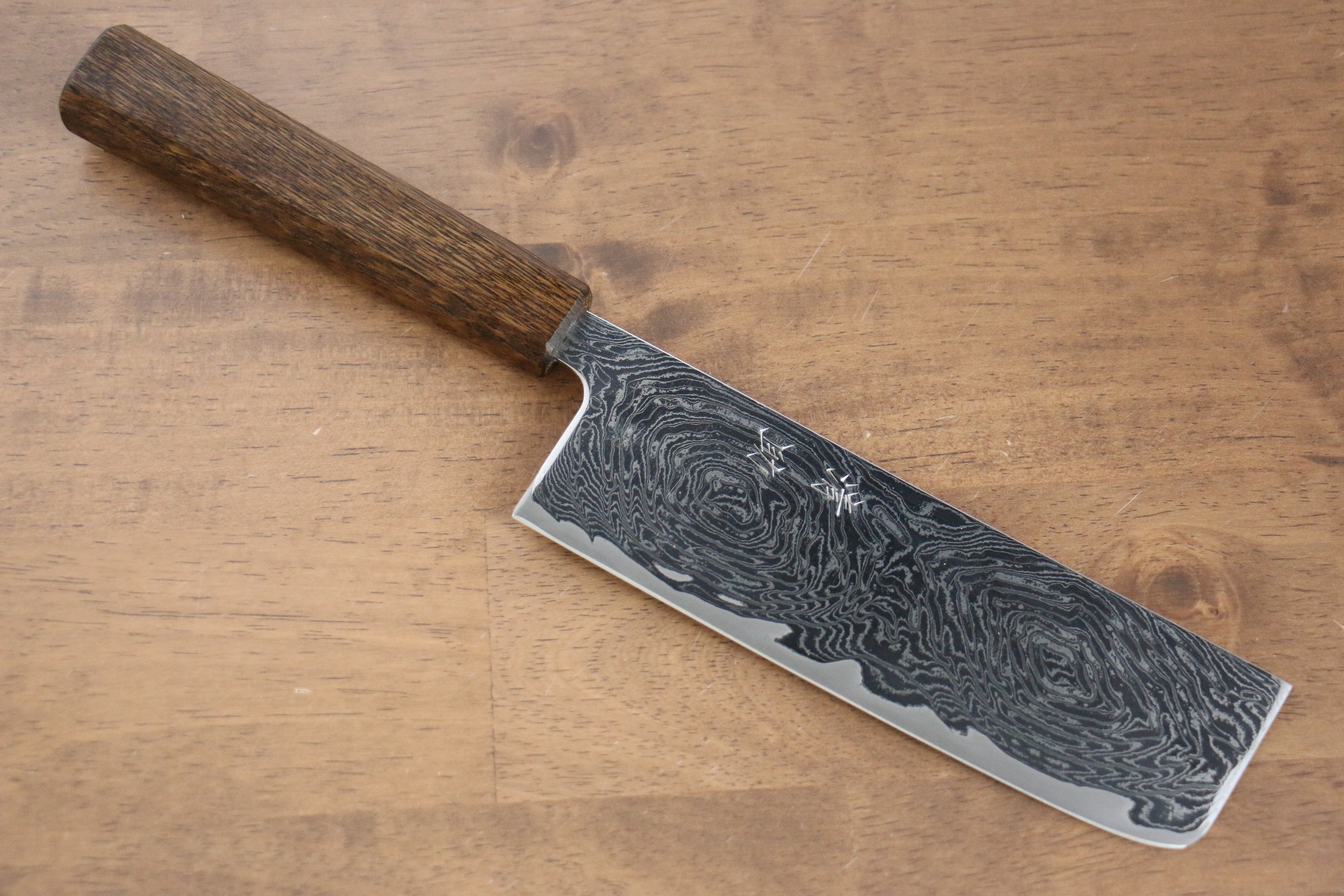 Premium Seisuke Nami AUS10 Damascus Nakiri Knife 170mm - Japanese Mirrored Finish with Oak Handle - Perfect for Sushi, Vegetables & Precision Cutting